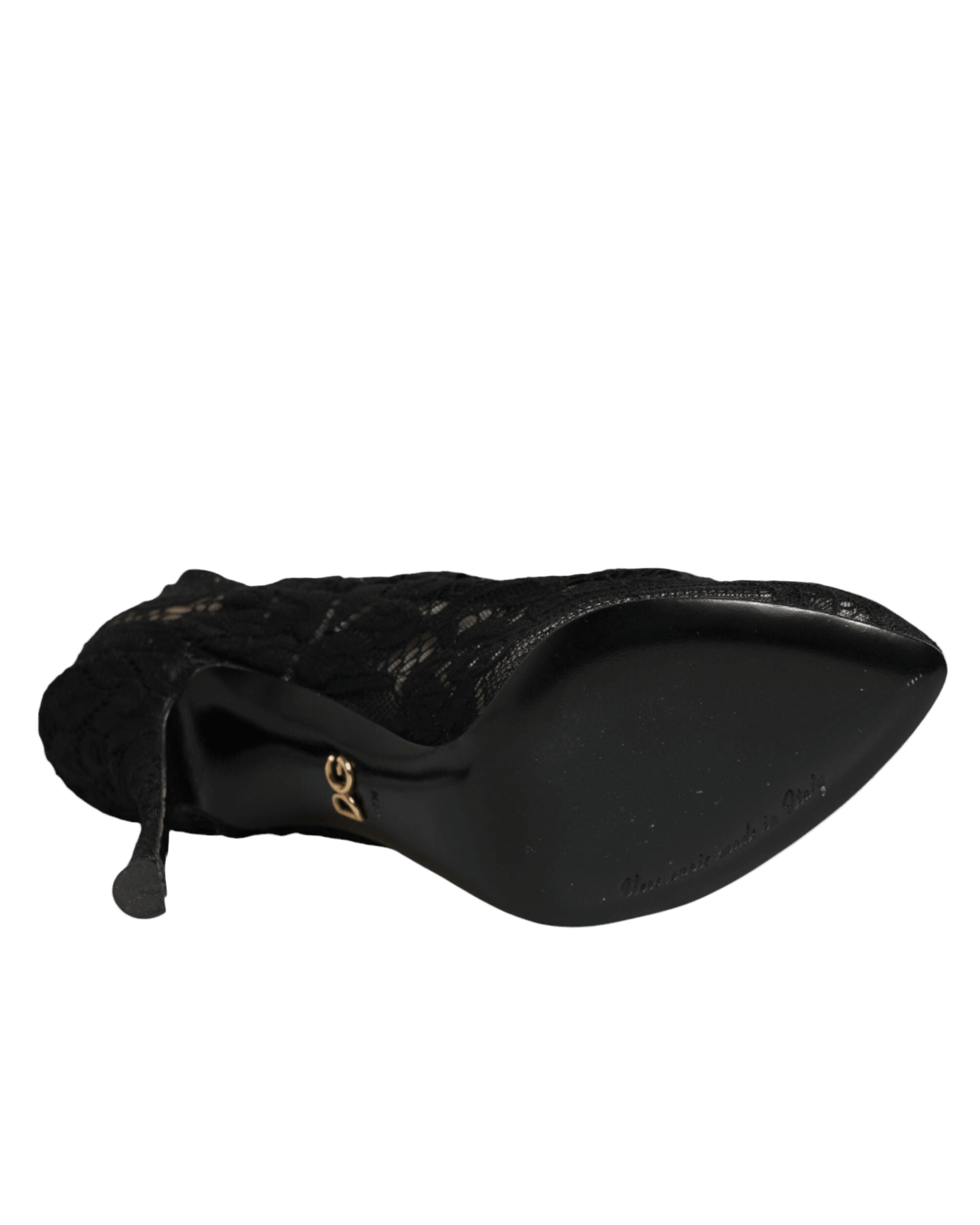 Dolce & Gabbana Black Lace Pumps Taormina Socks Boots Shoes Boots