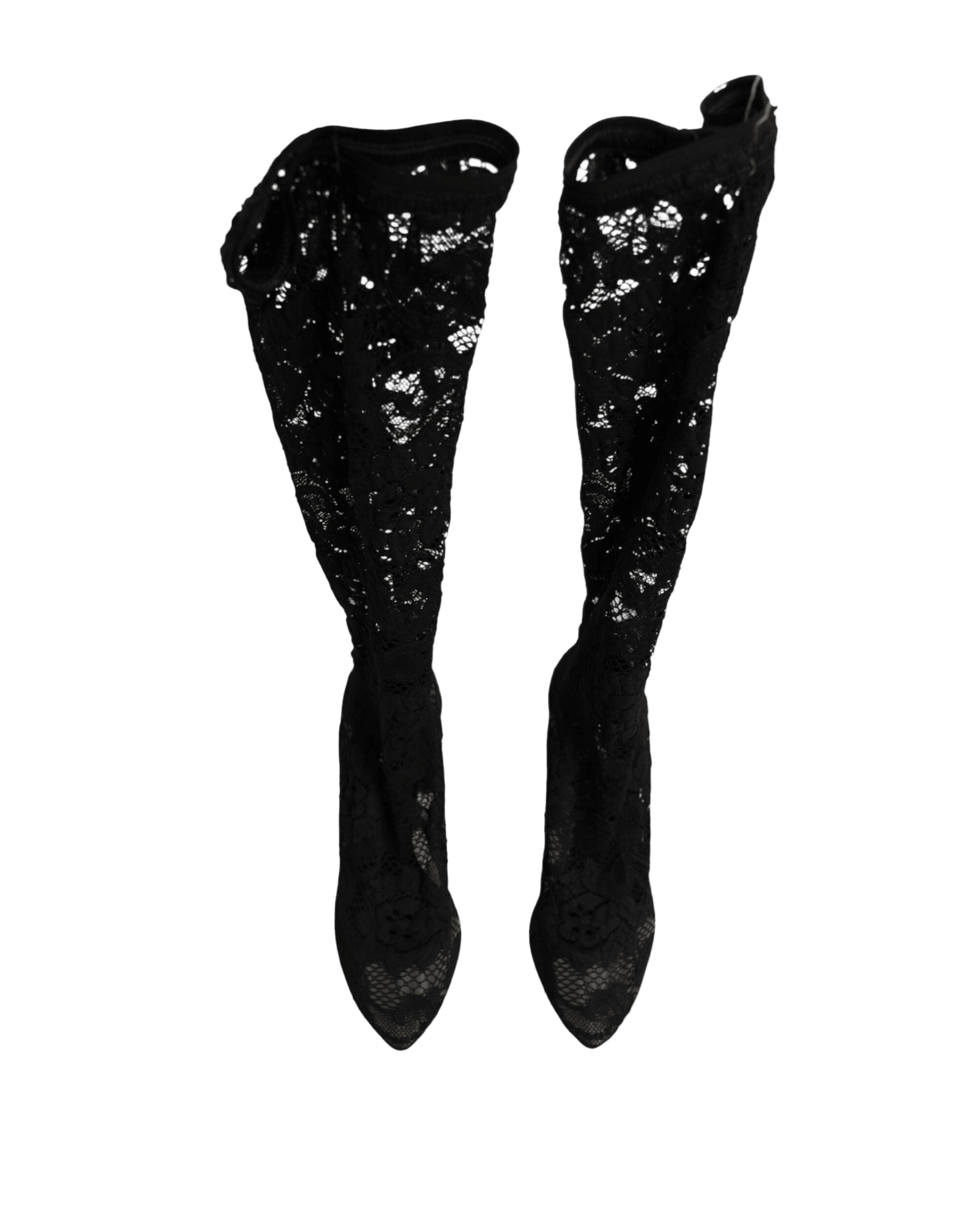 Dolce & Gabbana Black Lace Pumps Taormina Socks Boots Shoes Boots
