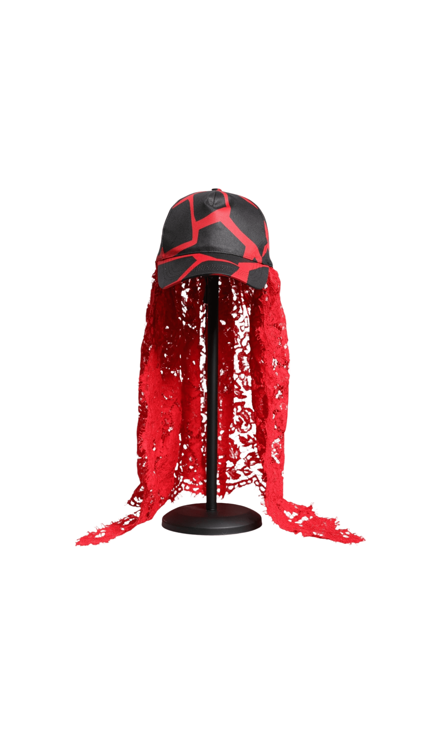 Dolce & Gabbana Black Lace Red Tulle Cotton Baseball Cap Glam Steals
