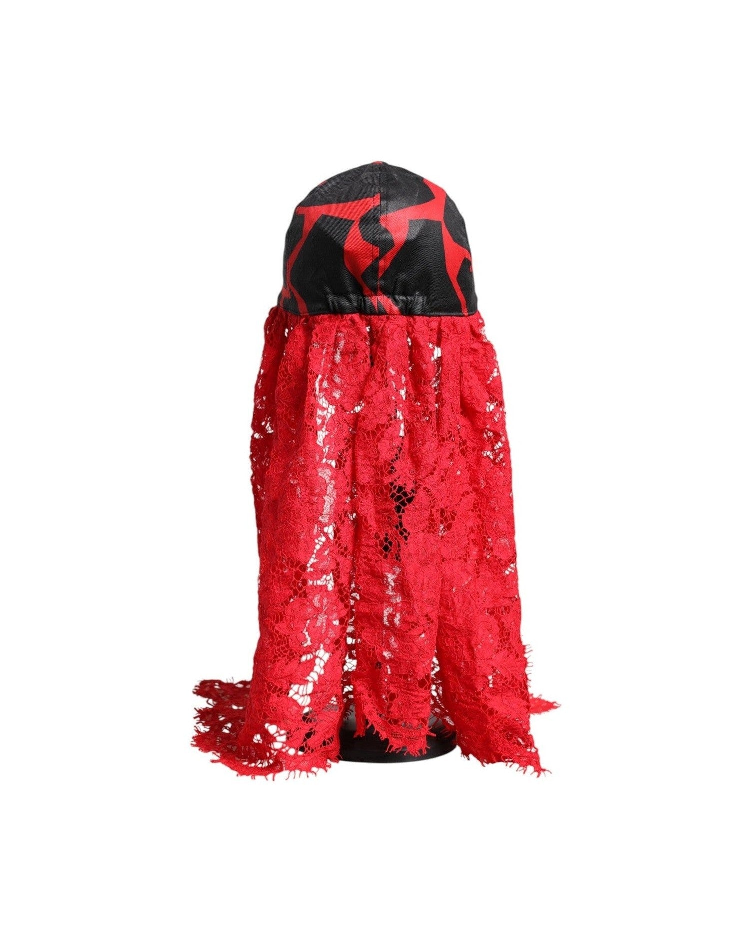 Dolce & Gabbana Black Lace Red Tulle Cotton Baseball Cap Glam Steals