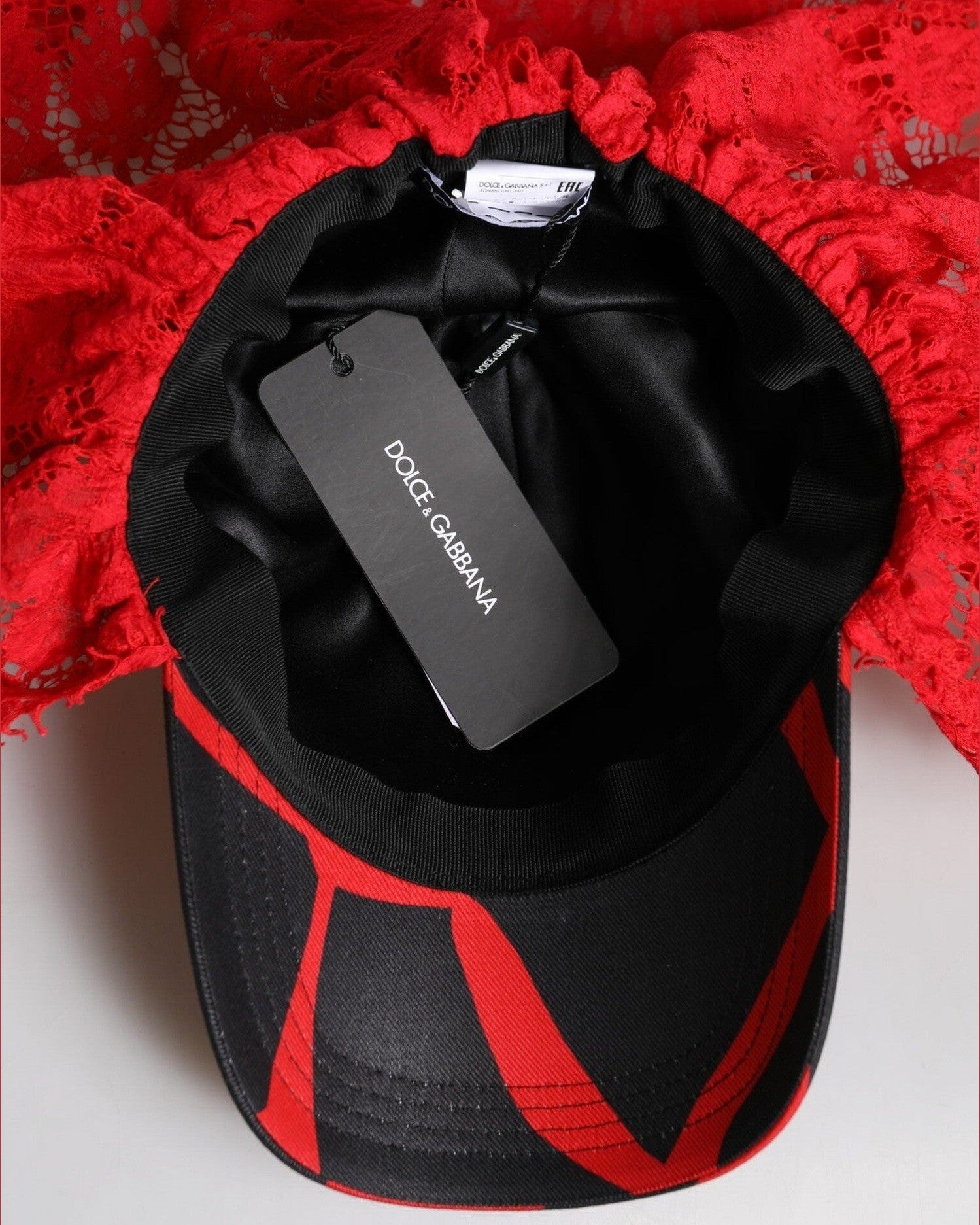 Dolce & Gabbana Black Lace Red Tulle Cotton Baseball Cap Glam Steals