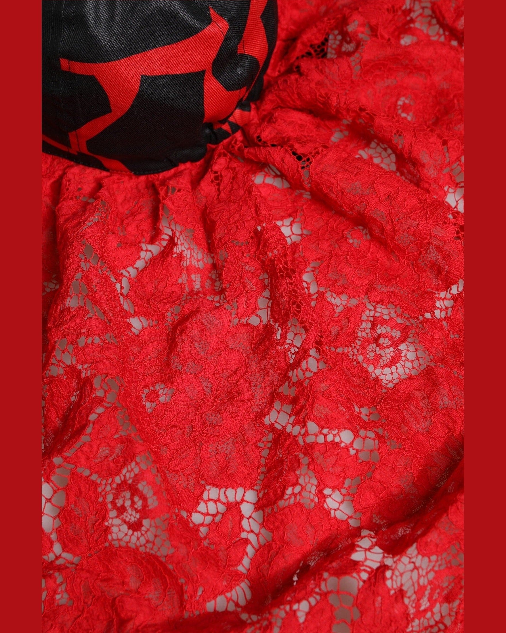 Dolce & Gabbana Black Lace Red Tulle Cotton Baseball Cap Glam Steals