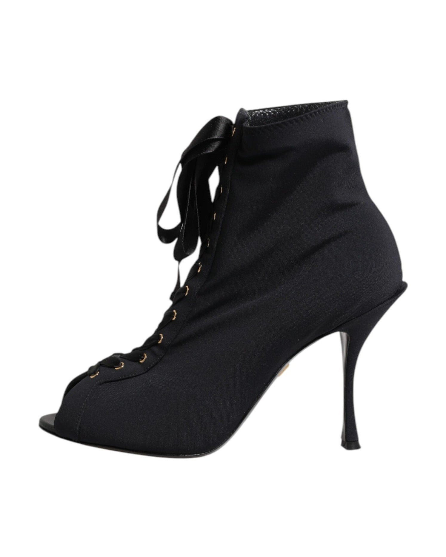Dolce & Gabbana Black Lace Stiletto Heels Up Boots Shoes Boots