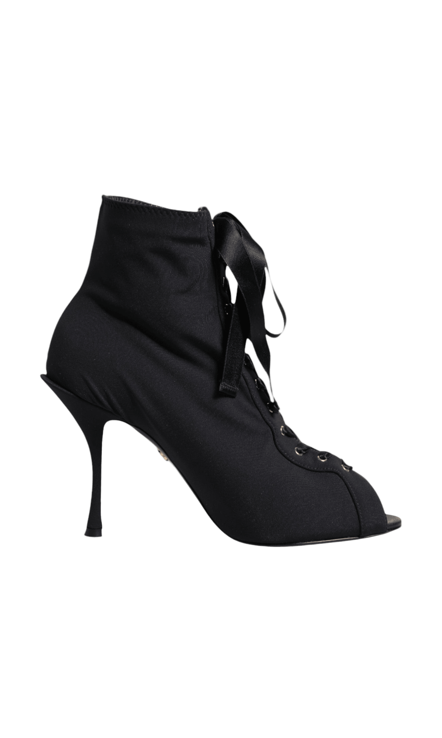 Dolce & Gabbana Black Lace Stiletto Heels Up Boots Shoes Glam Steals