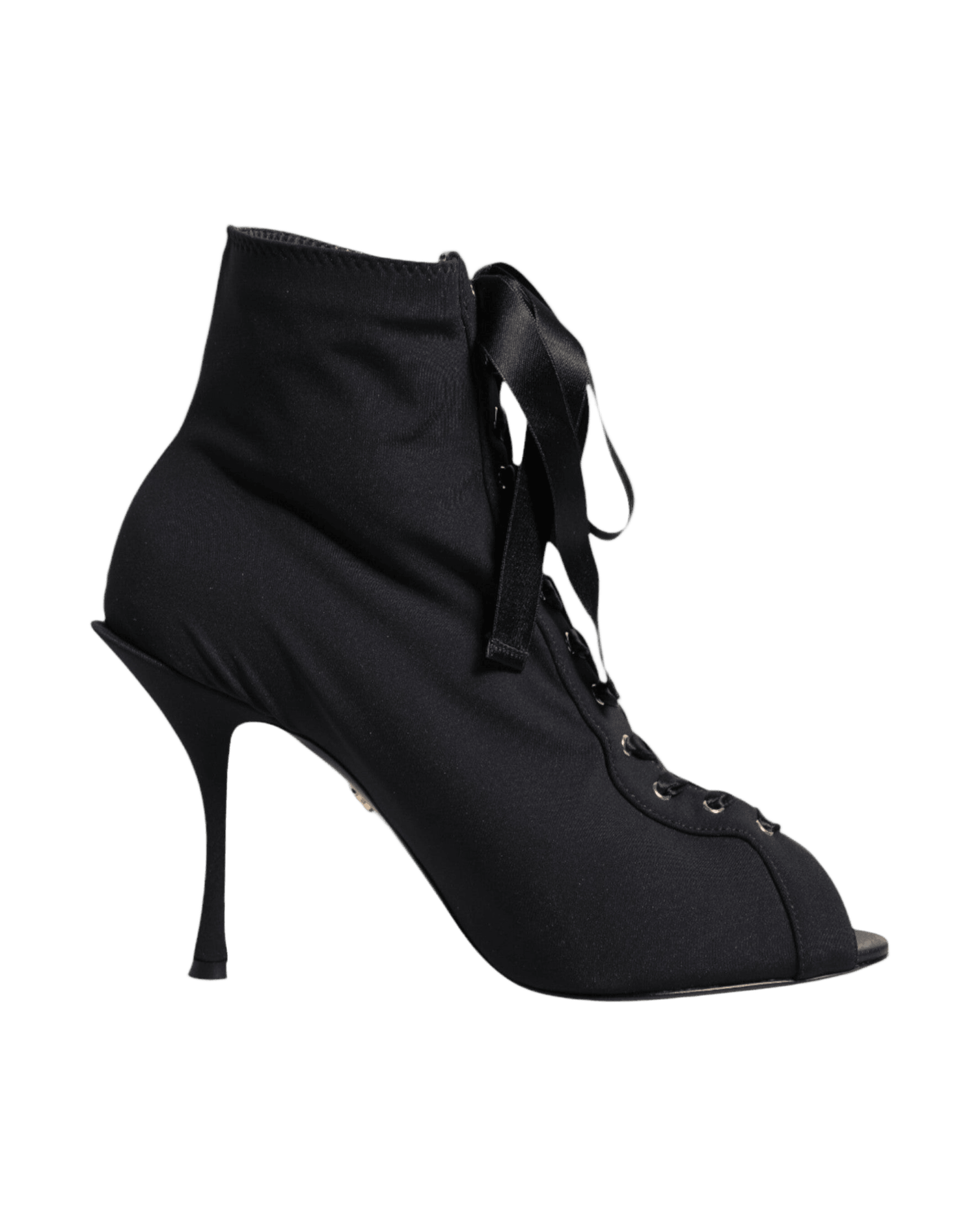 Dolce & Gabbana Black Lace Stiletto Heels Up Boots Shoes Glam Steals