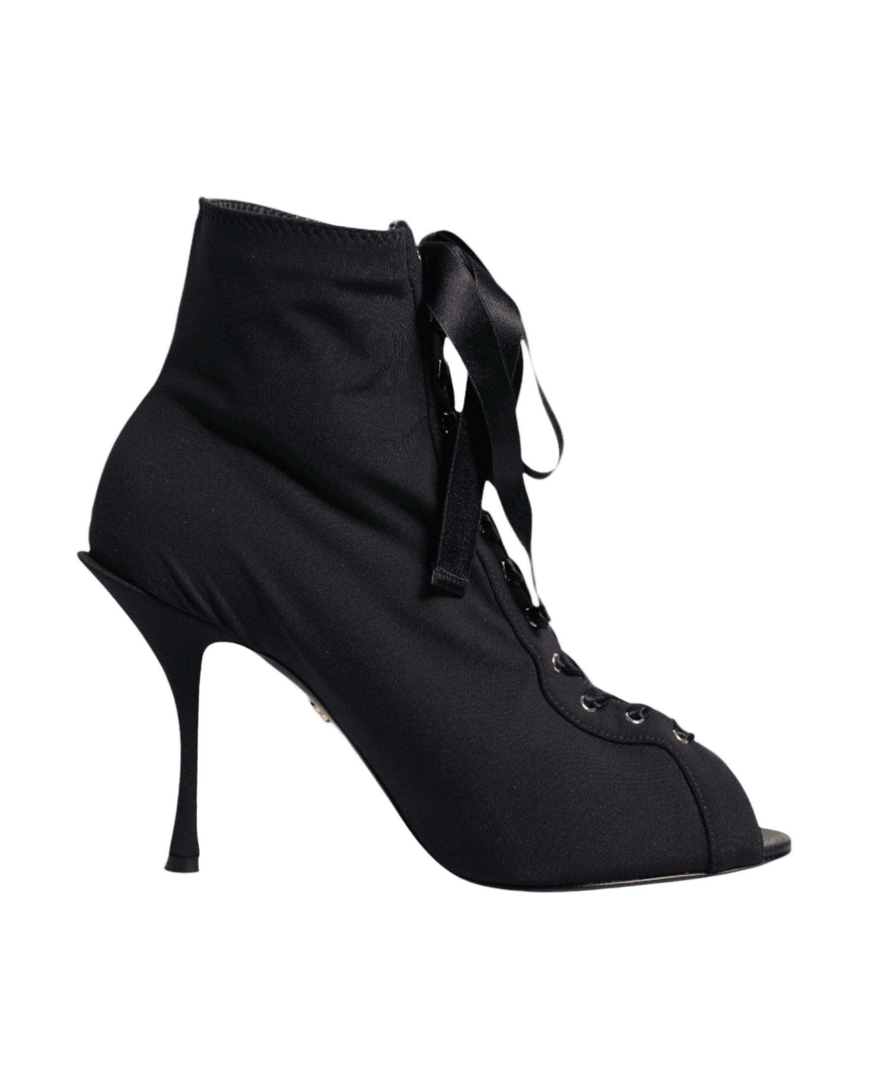 Dolce & Gabbana Black Lace Stiletto Heels Up Boots Shoes Glam Steals
