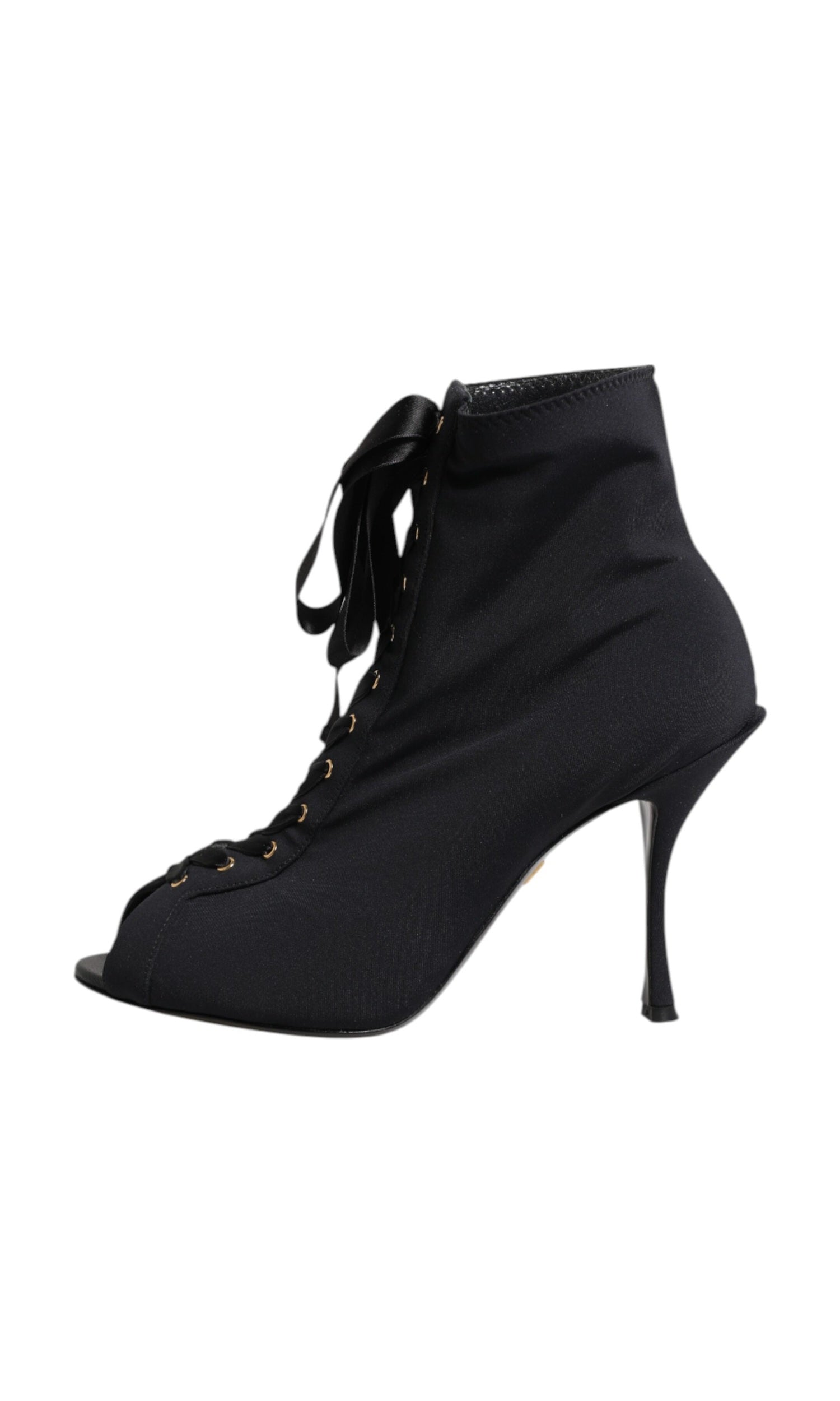 Dolce & Gabbana Black Lace Stiletto Heels Up Boots Shoes Glam Steals