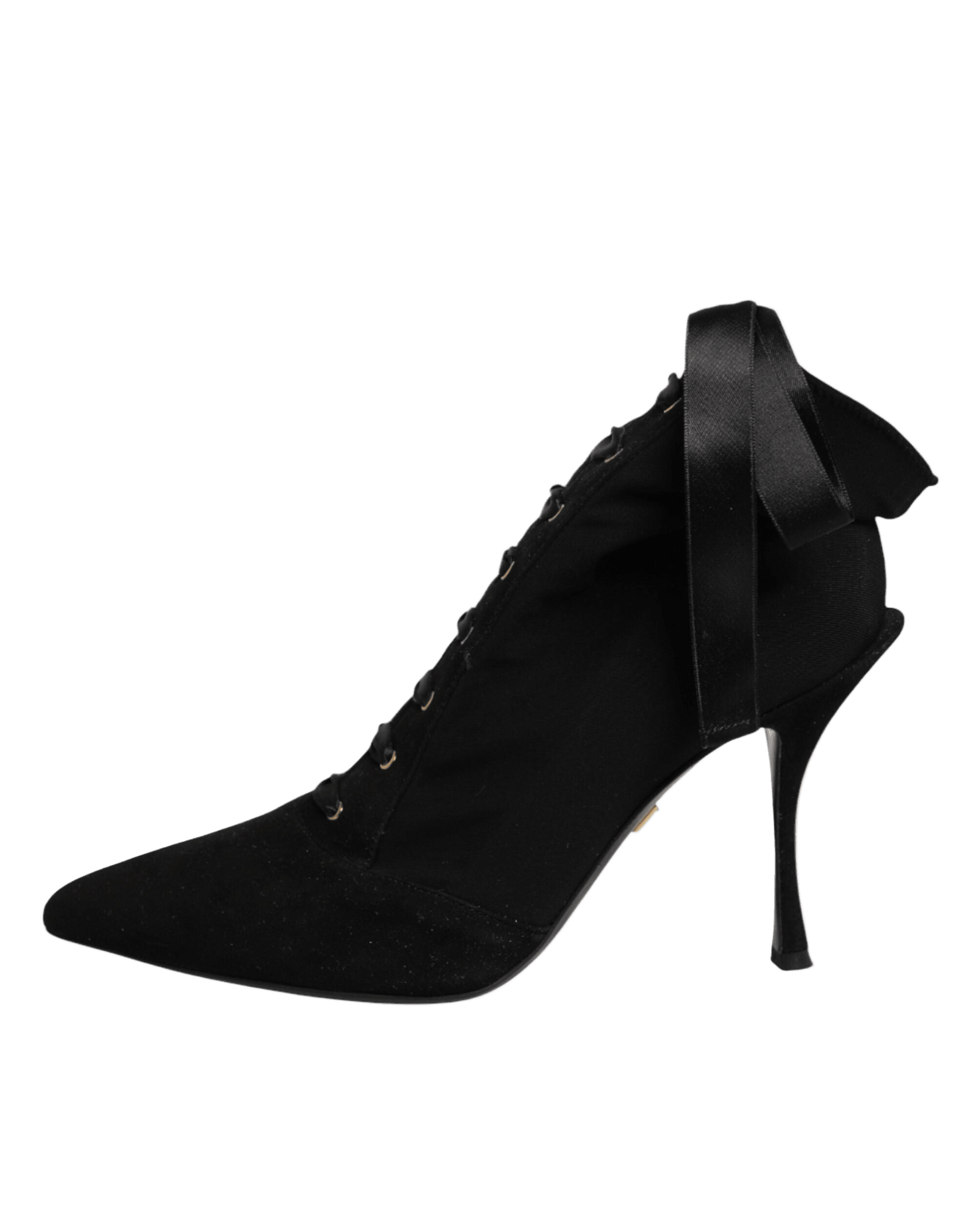 Dolce & Gabbana Black Lace Stiletto Heels Up Boots Shoes Boots