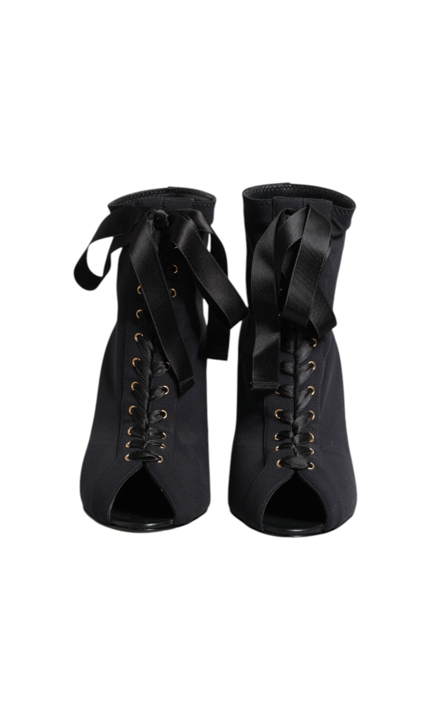 Dolce & Gabbana Black Lace Stiletto Heels Up Boots Shoes Glam Steals