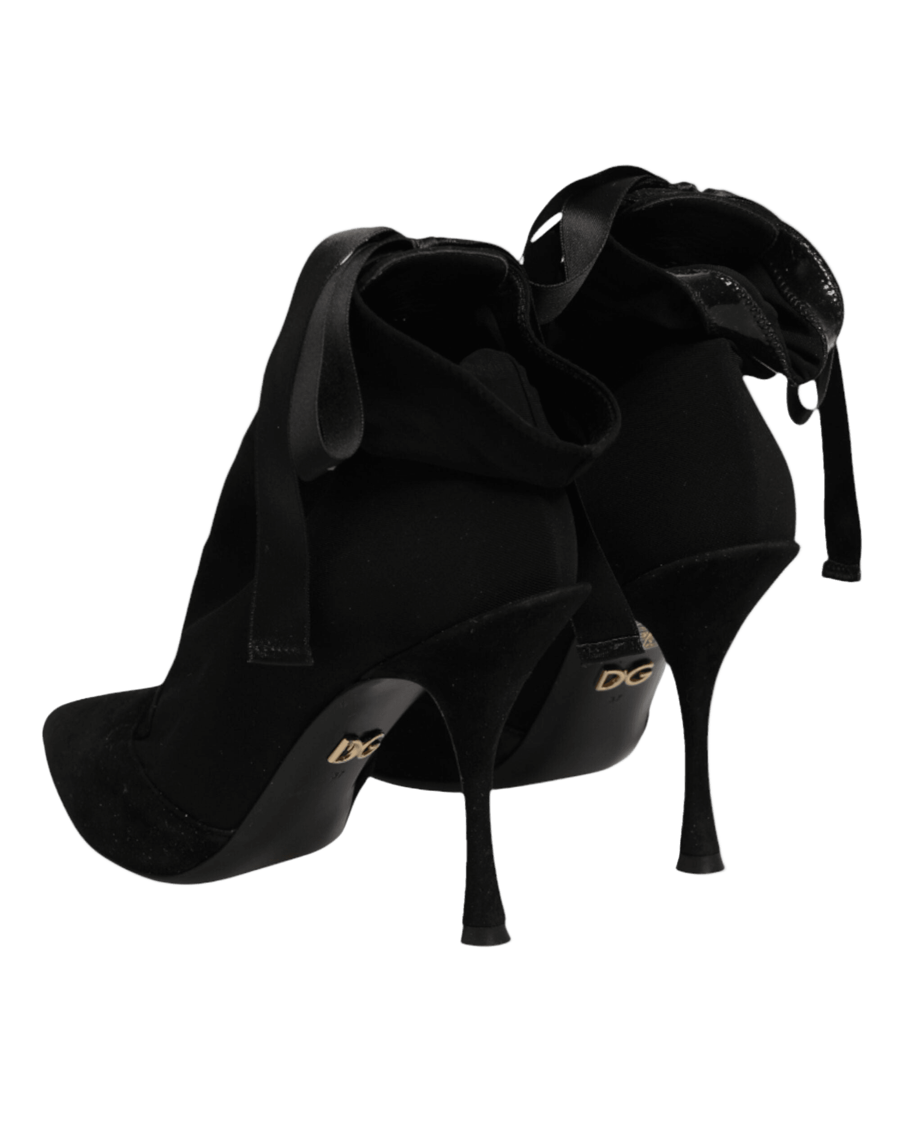 Dolce & Gabbana Black Lace Stiletto Heels Up Boots Shoes Boots