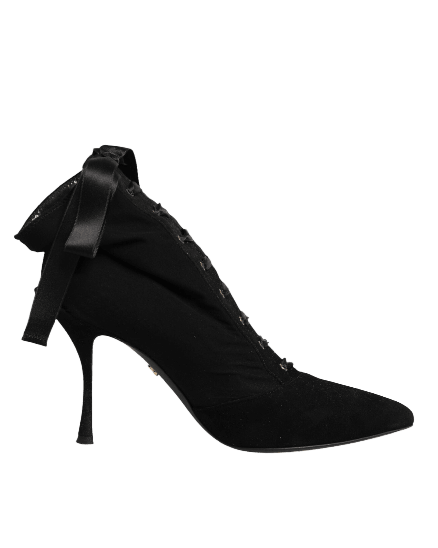 Dolce & Gabbana Black Lace Stiletto Heels Up Boots Shoes Boots