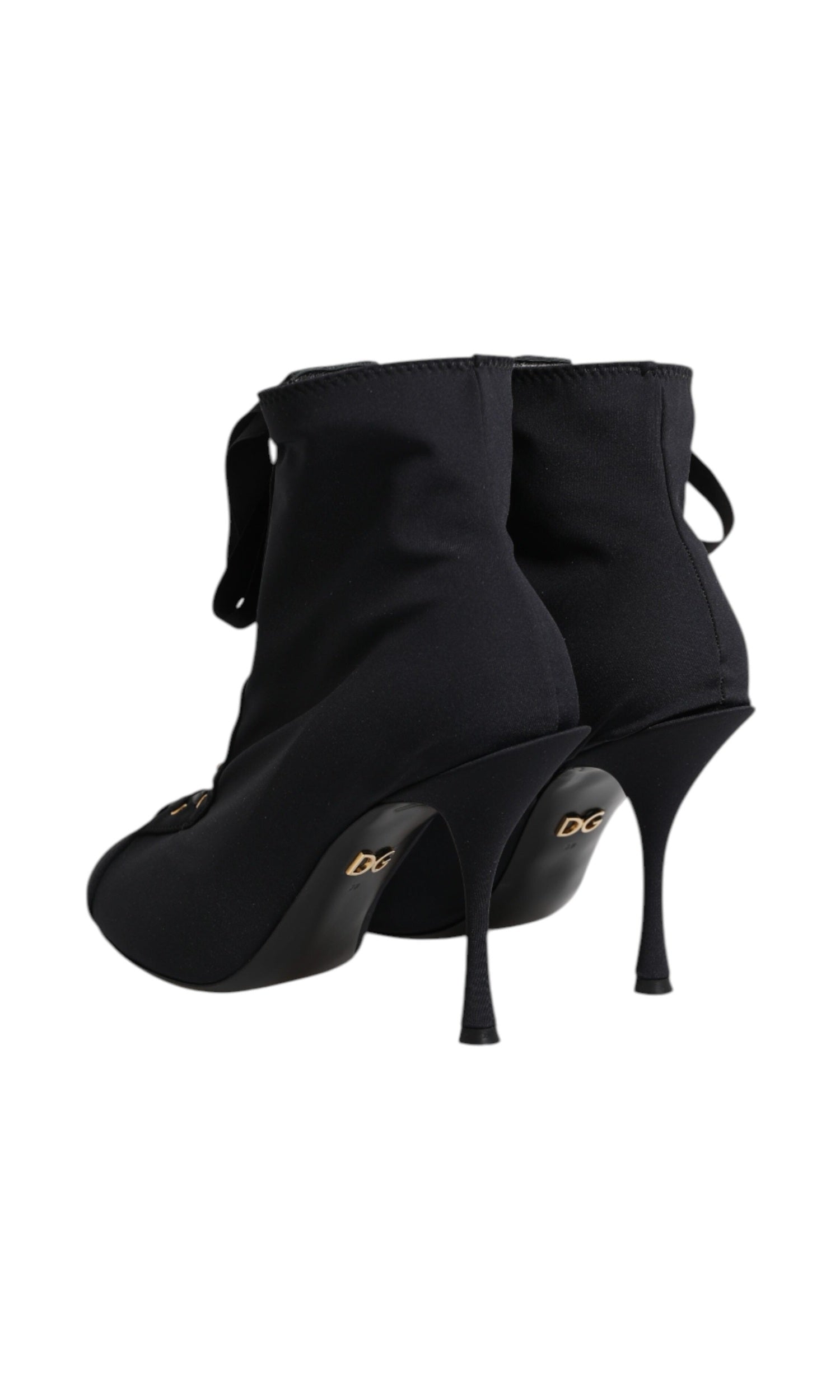 Dolce & Gabbana Black Lace Stiletto Heels Up Boots Shoes Glam Steals