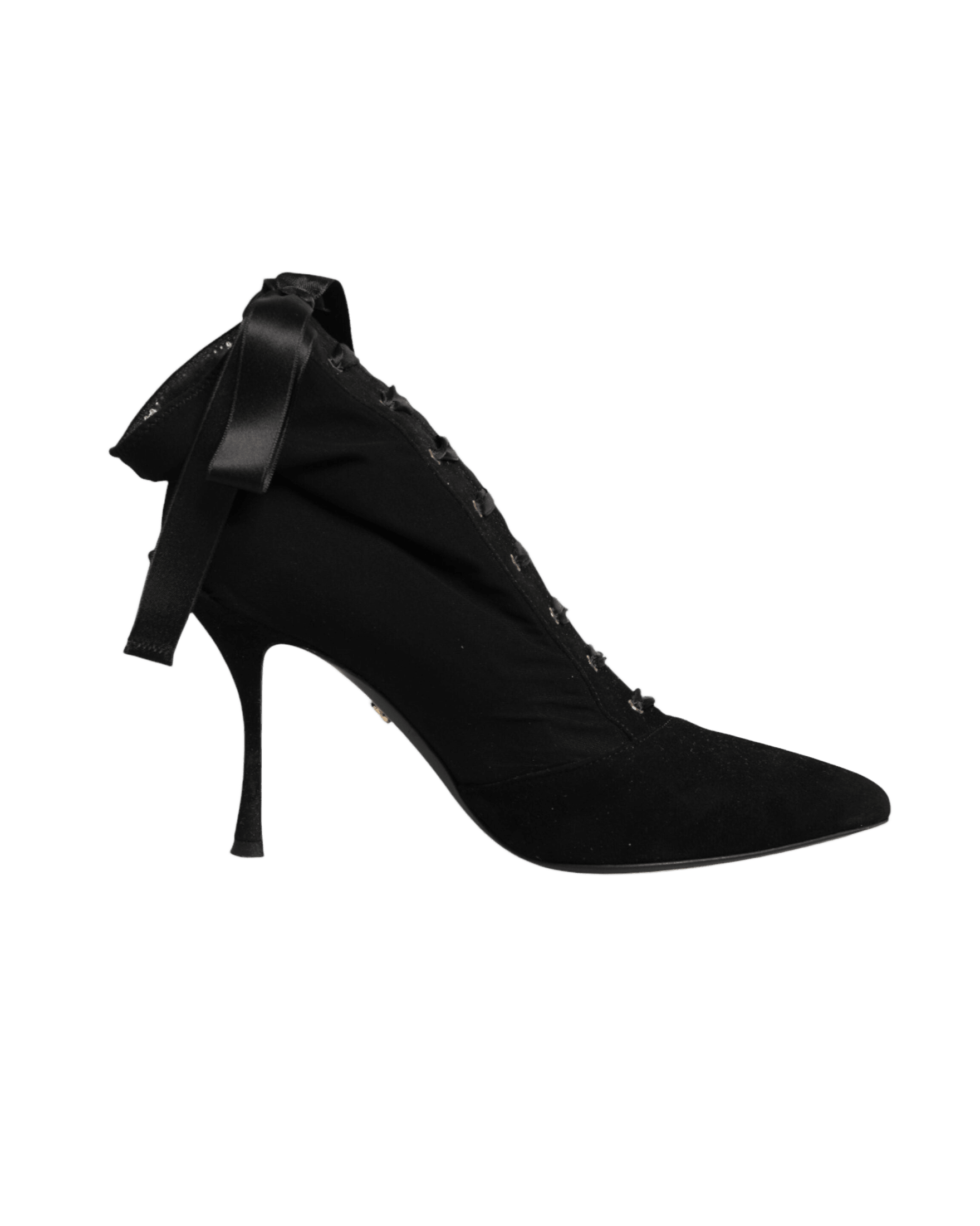 Dolce & Gabbana Black Lace Stiletto Heels Up Boots Shoes Boots