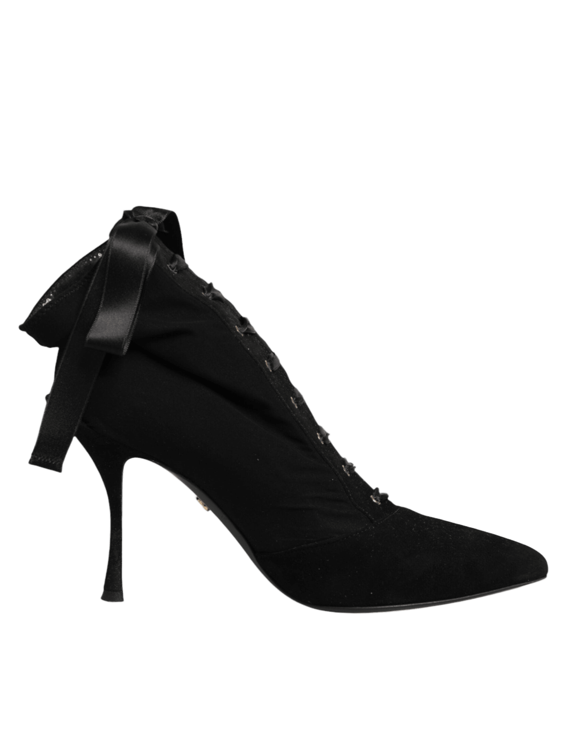 Dolce & Gabbana Black Lace Stiletto Heels Up Boots Shoes Glam Steals