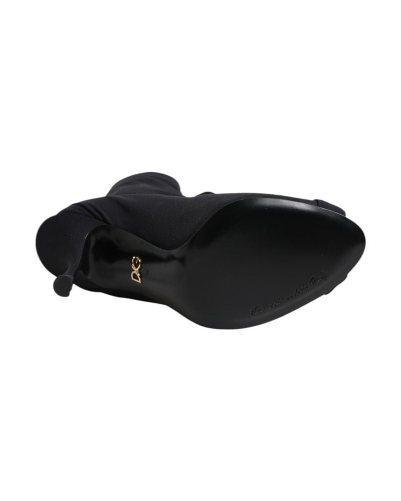 Dolce & Gabbana Black Lace Stiletto Heels Up Boots Shoes Glam Steals