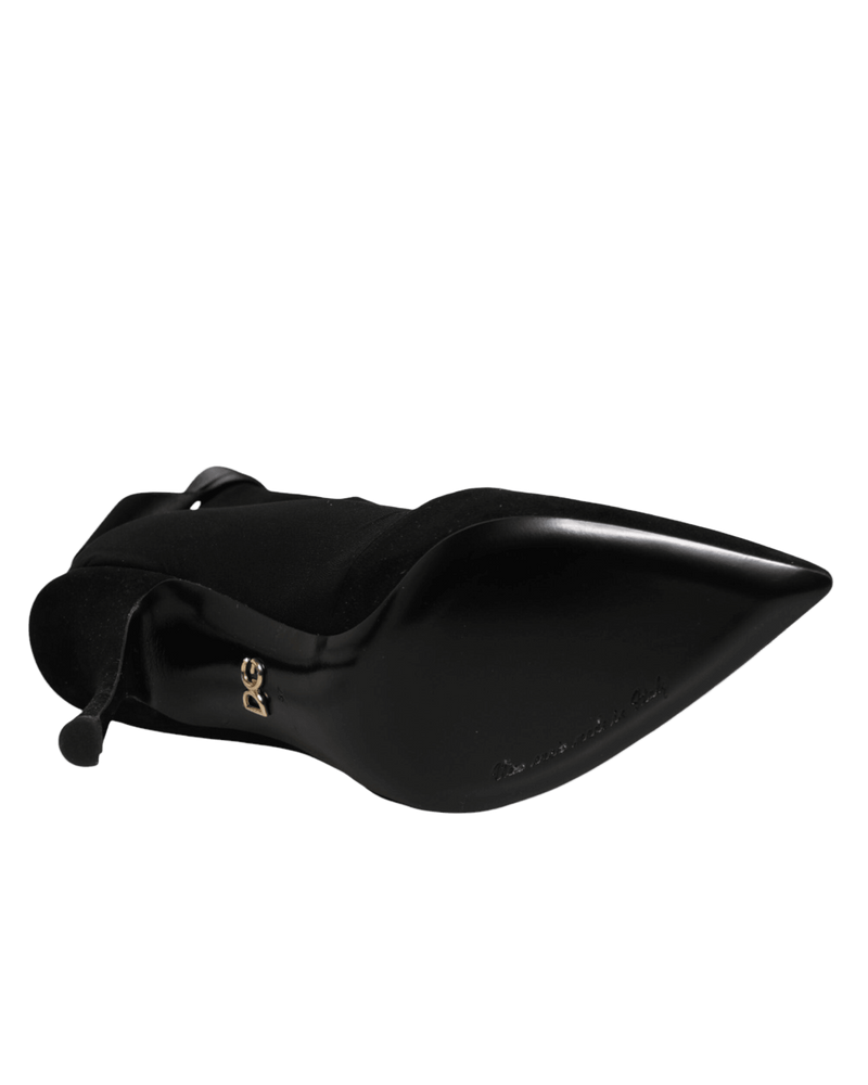 Dolce & Gabbana Black Lace Stiletto Heels Up Boots Shoes Glam Steals