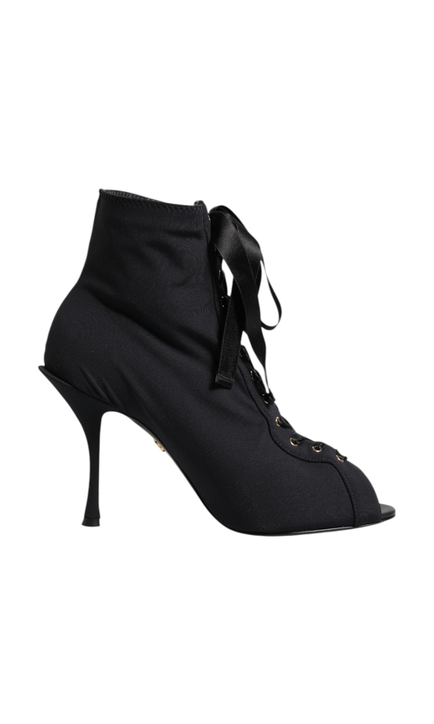 Dolce & Gabbana Black Lace Stiletto Heels Up Boots Shoes Glam Steals