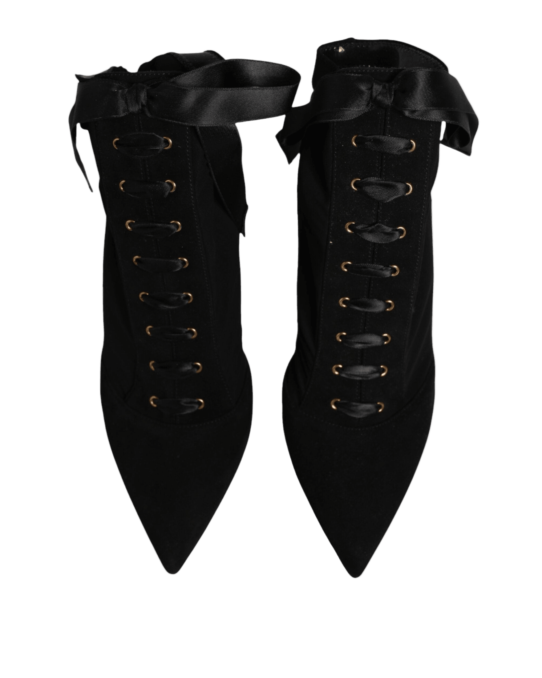 Dolce & Gabbana Black Lace Stiletto Heels Up Boots Shoes Boots