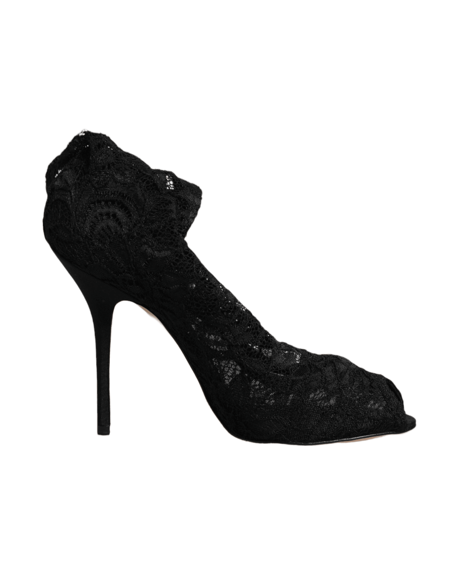 Dolce & Gabbana Black Lace Stretch Heels Mid Calf Boots Shoes Glam Steals