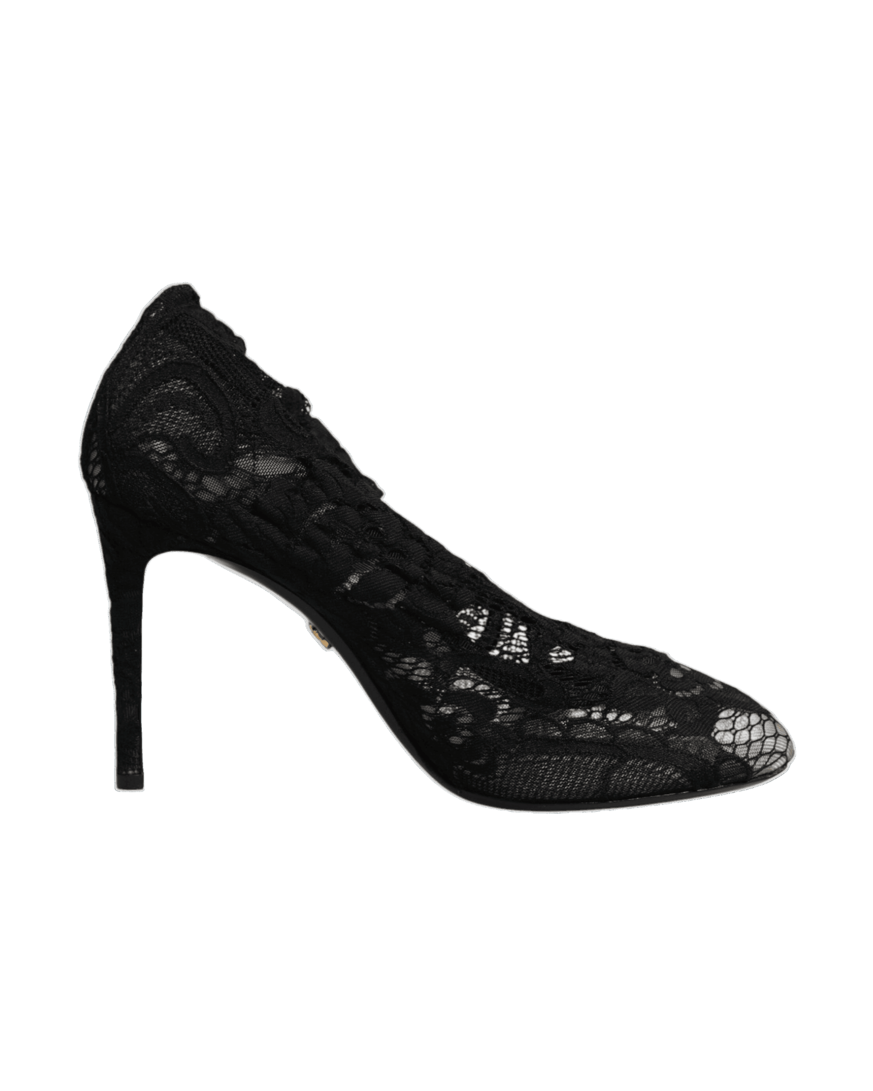 Dolce & Gabbana Black Lace Stretch Heels Mid Calf Boots Shoes