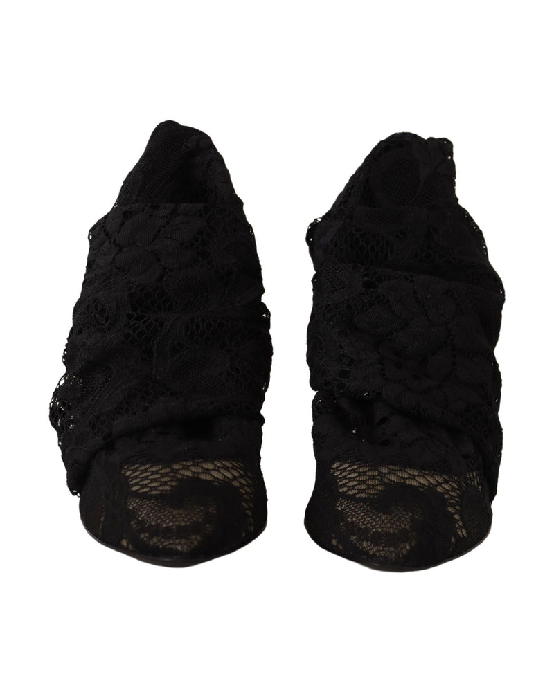 Dolce & Gabbana Black Lace Stretch Socks Taormina Boots Glam Steals