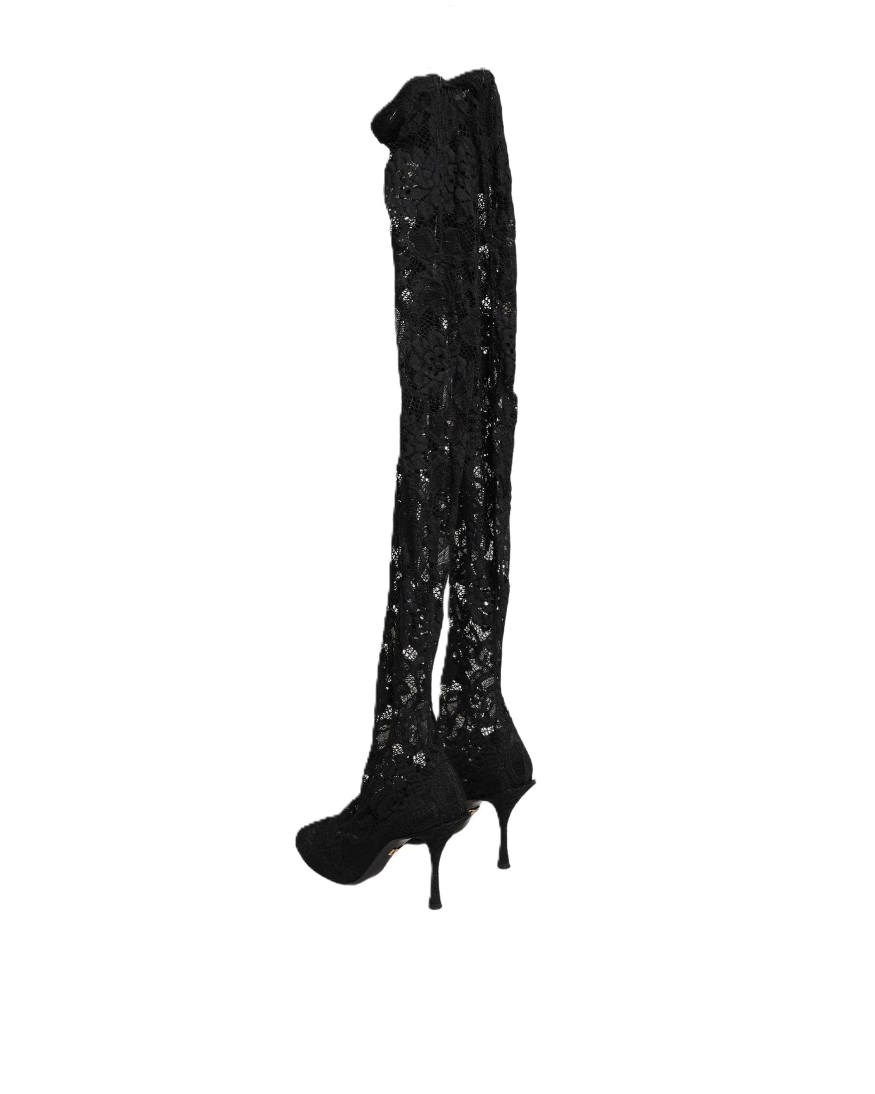 Dolce & Gabbana Black Lace Taormina Socks Boots Glam Steals