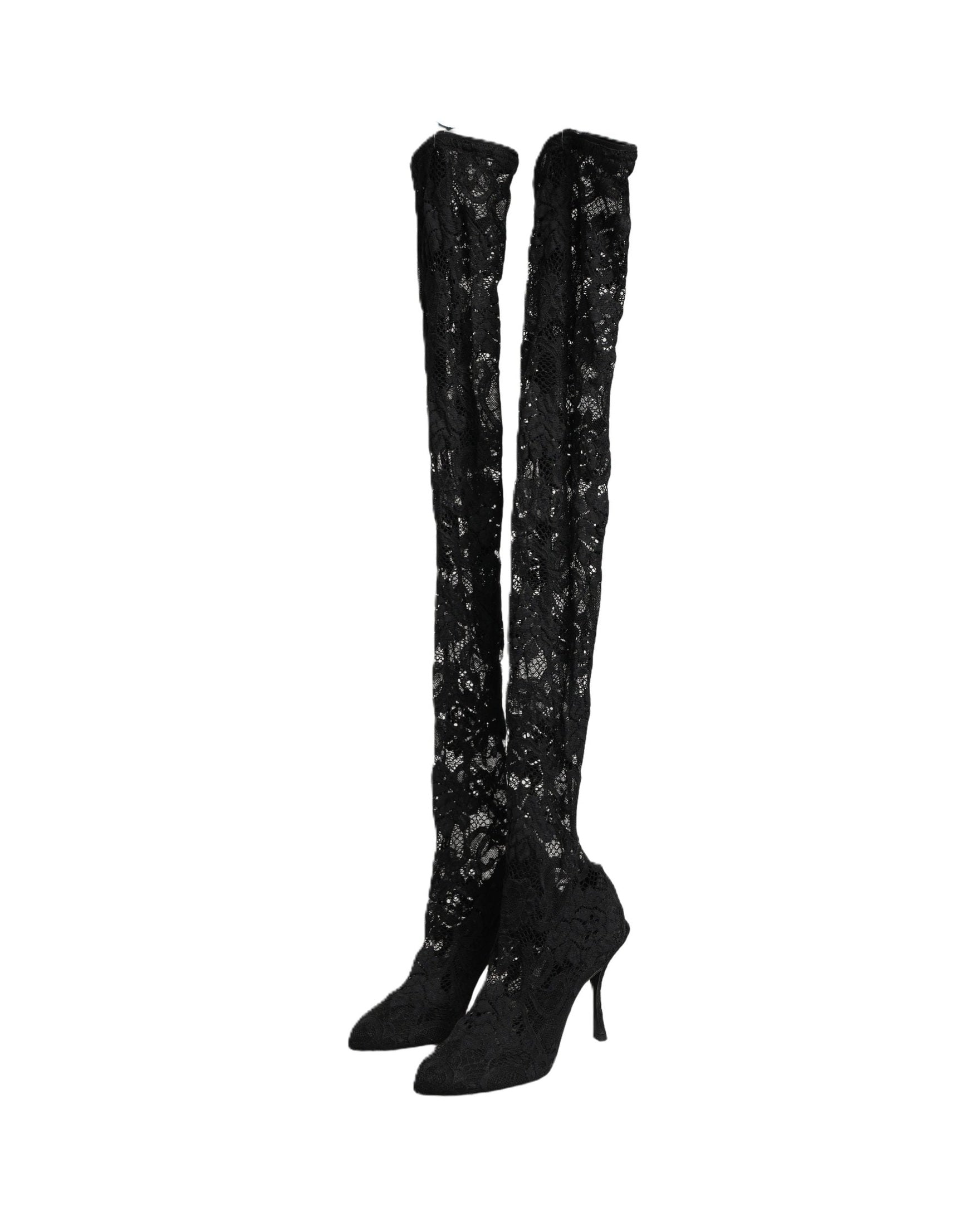 Dolce & Gabbana Black Lace Taormina Socks Boots Glam Steals