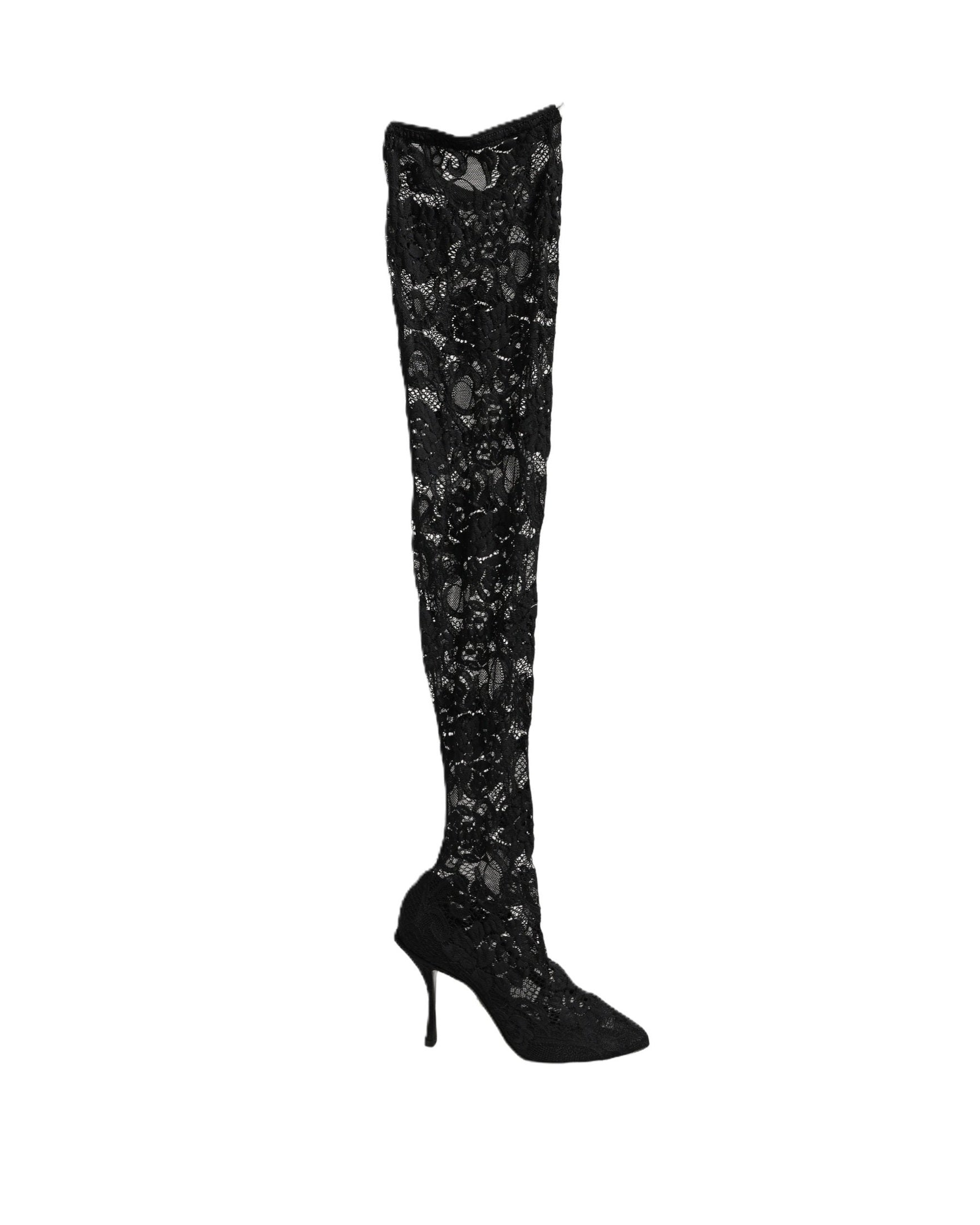 Dolce & Gabbana Black Lace Taormina Socks Boots Glam Steals