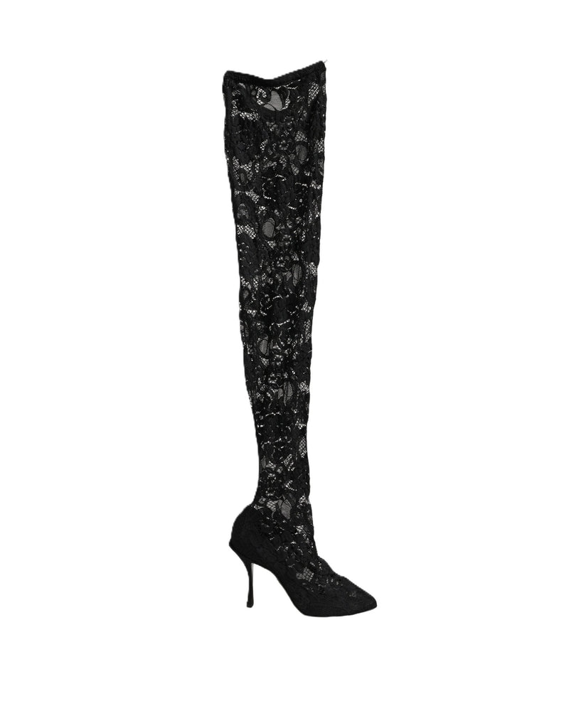 Dolce & Gabbana Black Lace Taormina Socks Boots Glam Steals