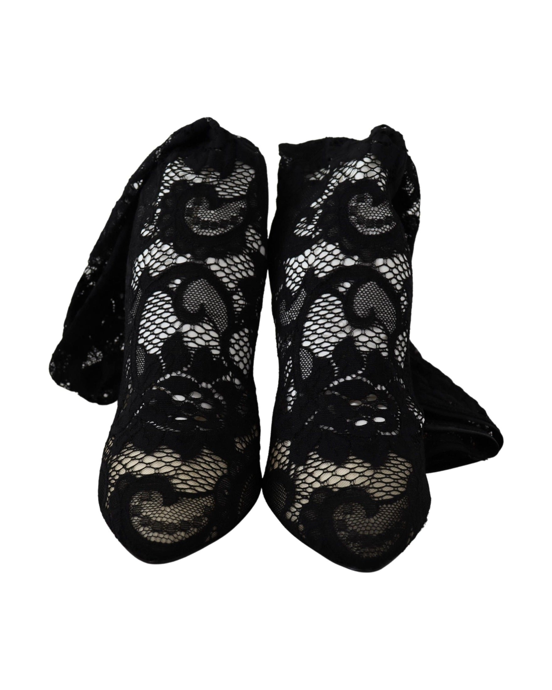 Dolce & Gabbana Black Lace Taormina Socks Boots Pumps Glam Steals