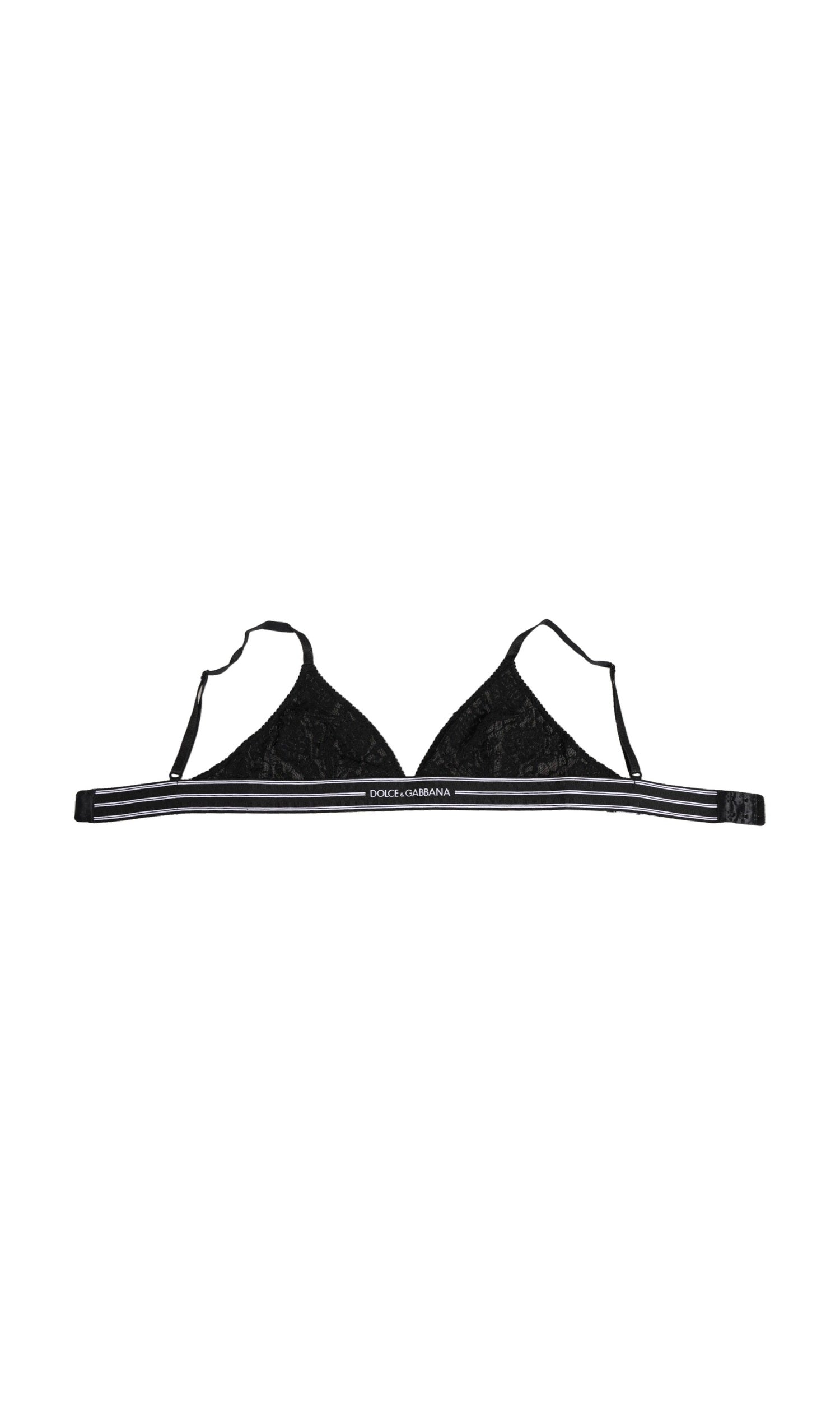 Dolce & Gabbana Black Lace Triangle Bralette Wireless Underwear Glam Steals