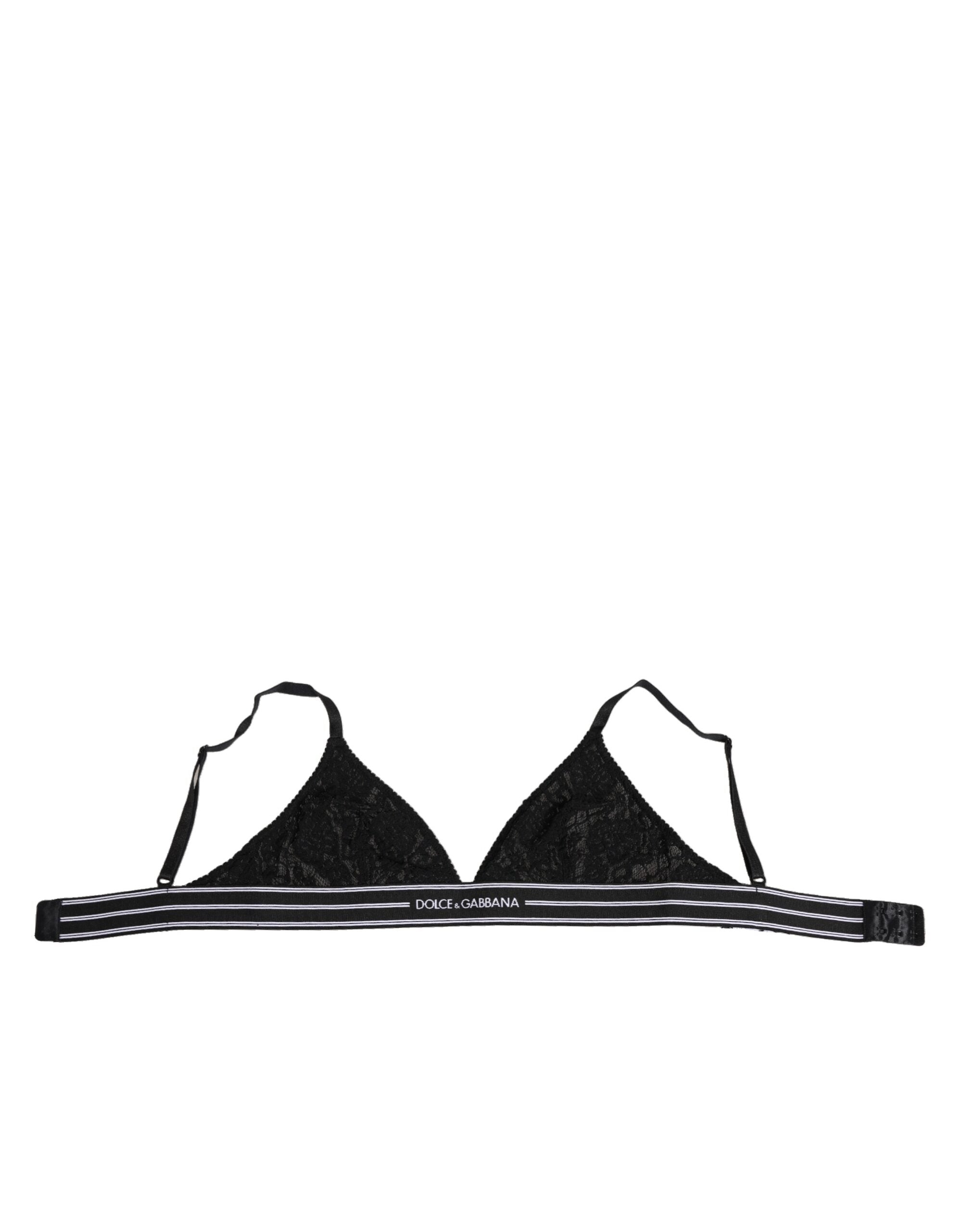 Dolce & Gabbana Black Lace Triangle Bralette Wireless Underwear Glam Steals