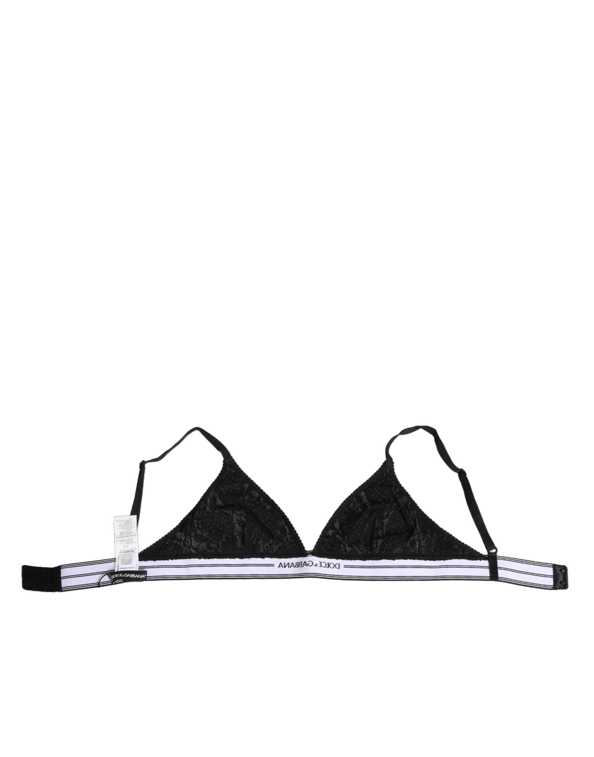 Dolce & Gabbana Black Lace Triangle Bralette Wireless Underwear Glam Steals