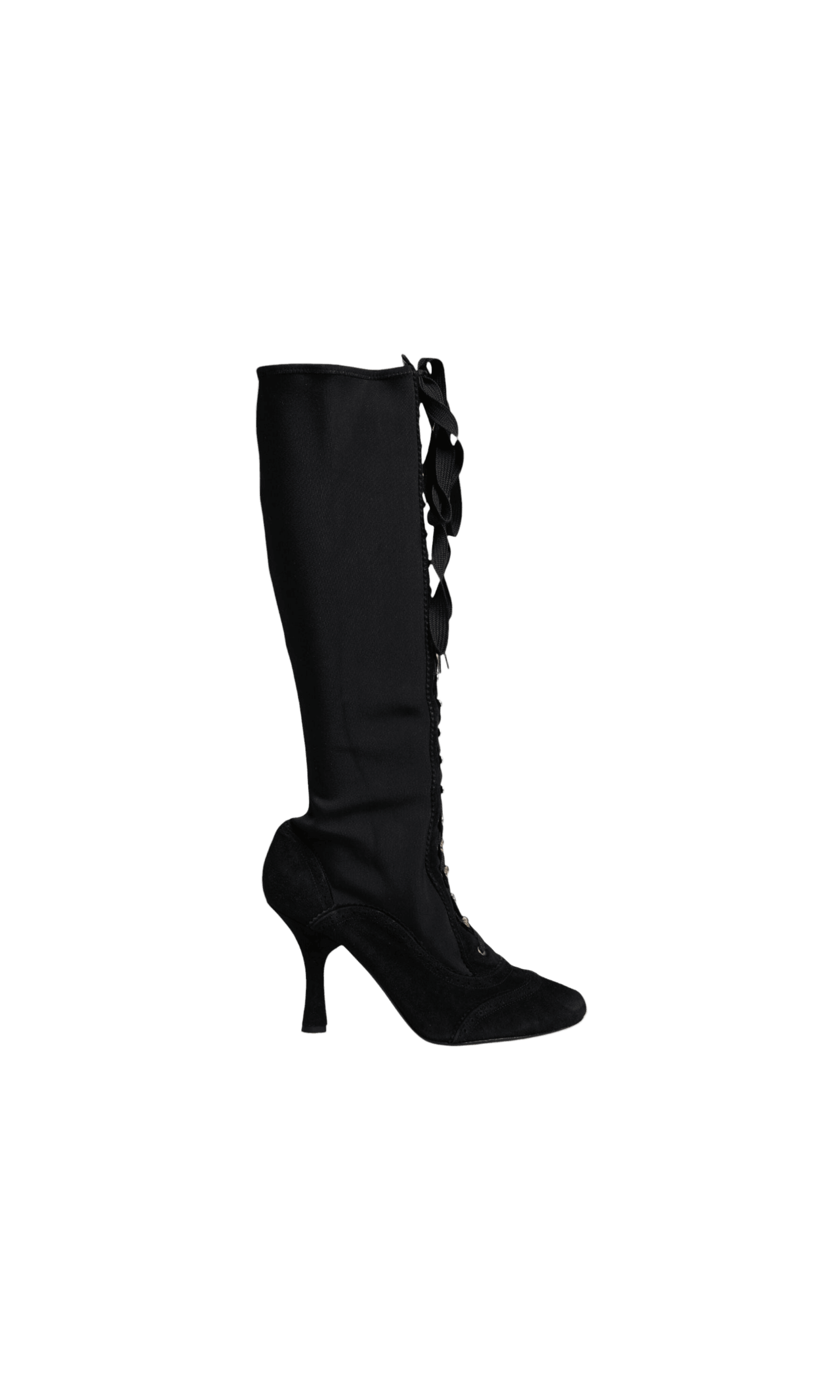 Dolce & Gabbana Black Lace Up Heels High Boots Glam Steals