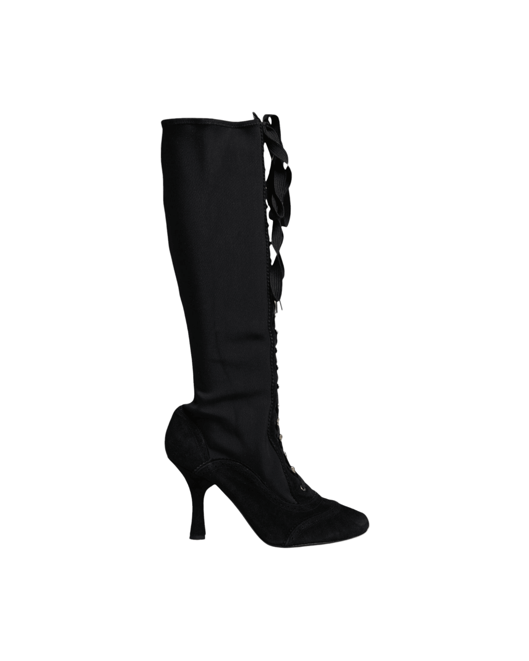 Dolce & Gabbana Black Lace Up Heels High Boots Glam Steals