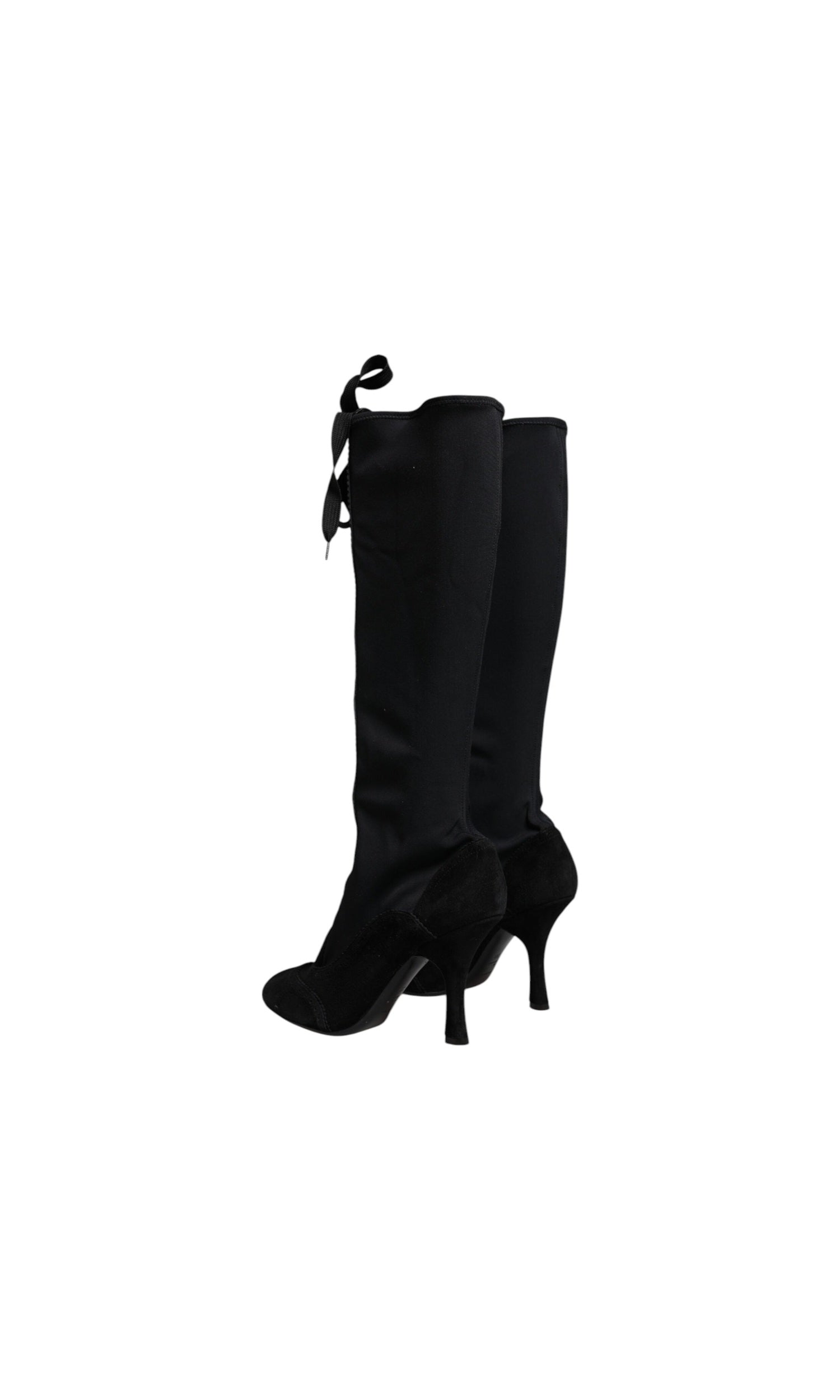 Dolce & Gabbana Black Lace Up Heels High Boots Glam Steals