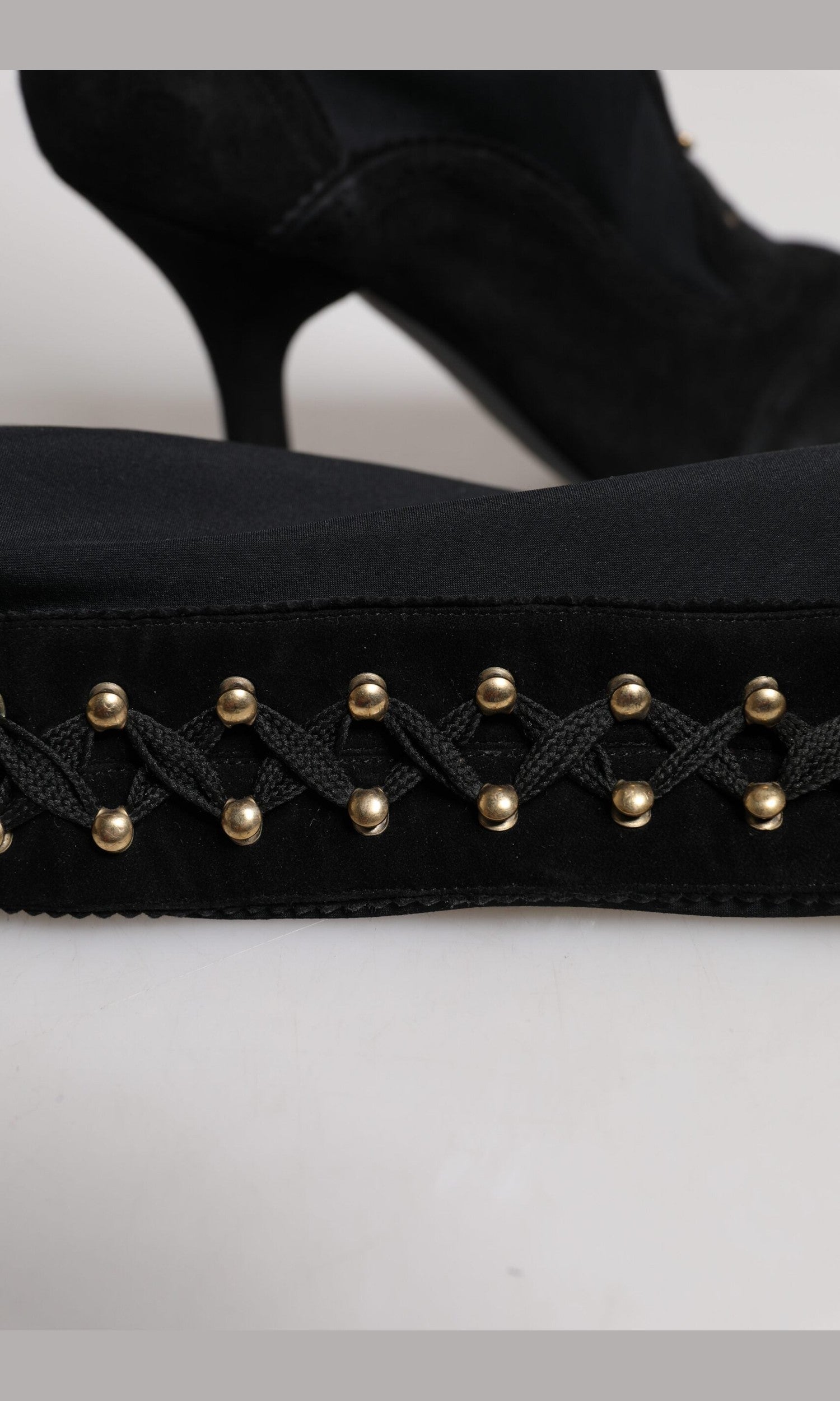 Dolce & Gabbana Black Lace Up Heels High Boots Glam Steals
