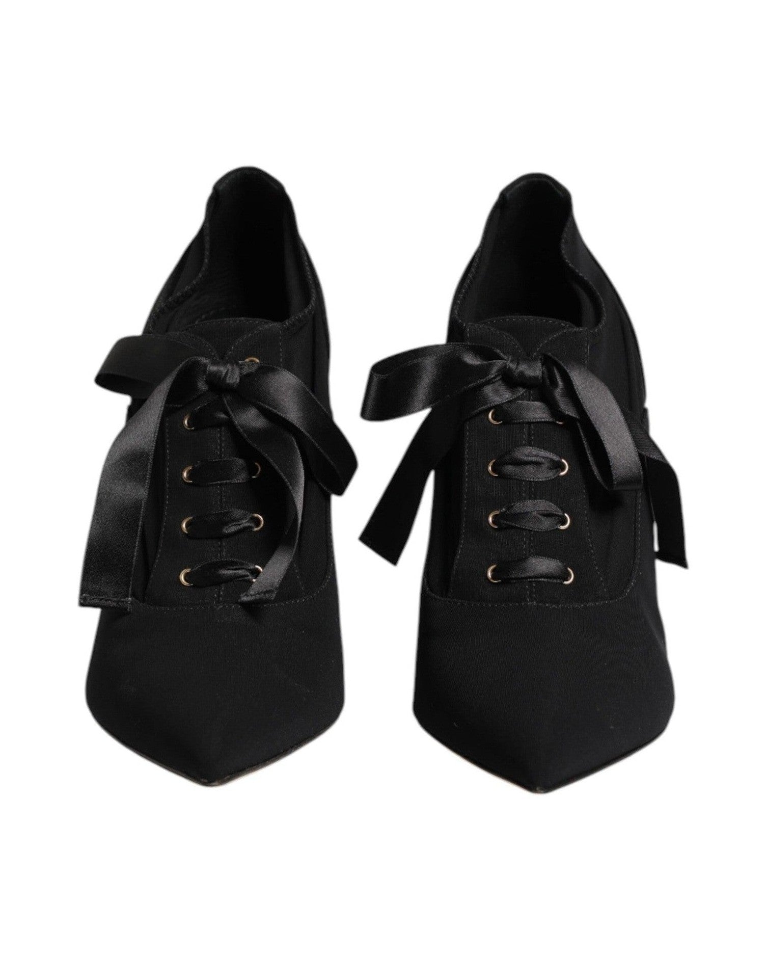 Dolce & Gabbana Black Lace Up Stiletto Heels Pumps Shoes Glam Steals