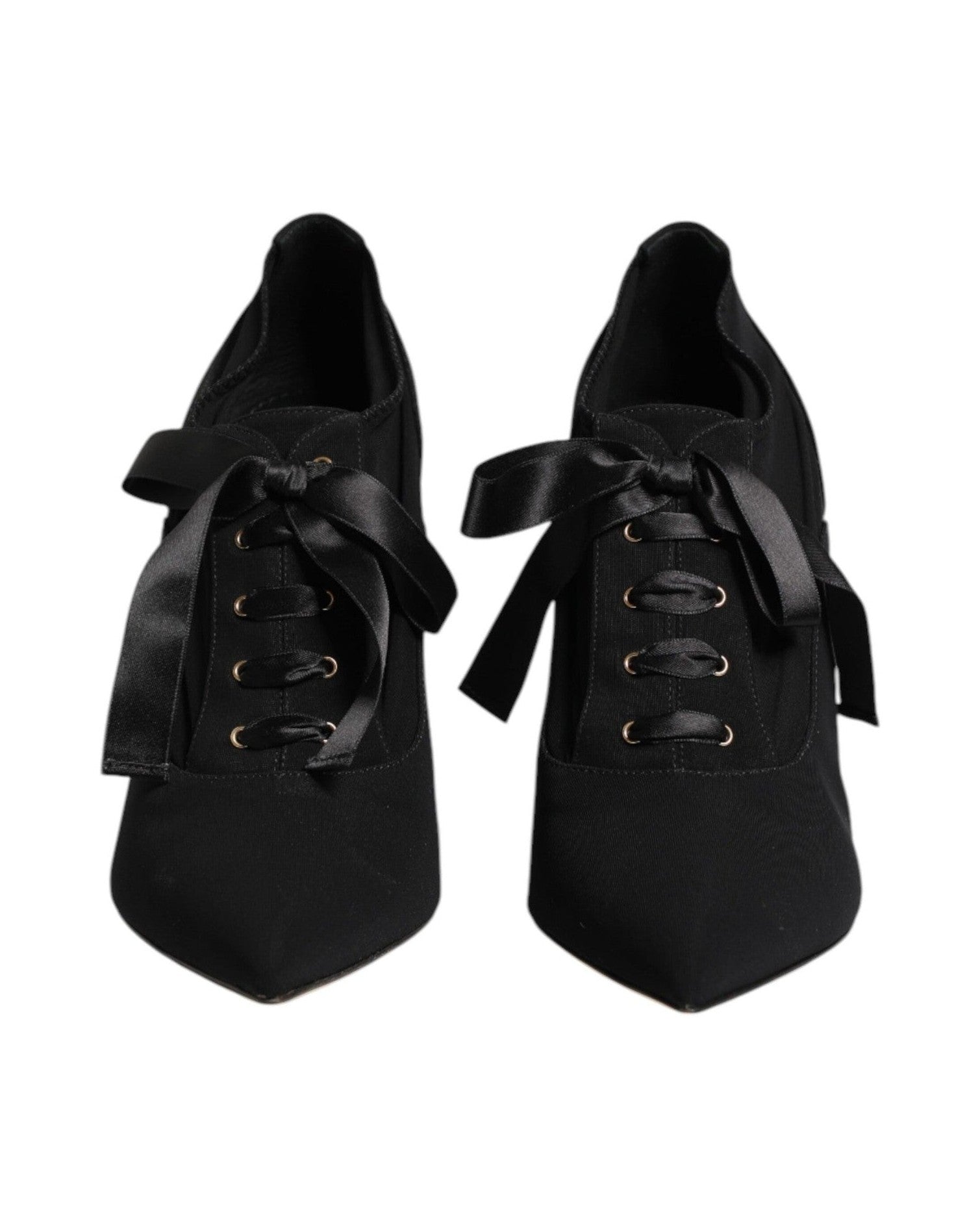Dolce & Gabbana Black Lace Up Stiletto Heels Pumps Shoes Glam Steals