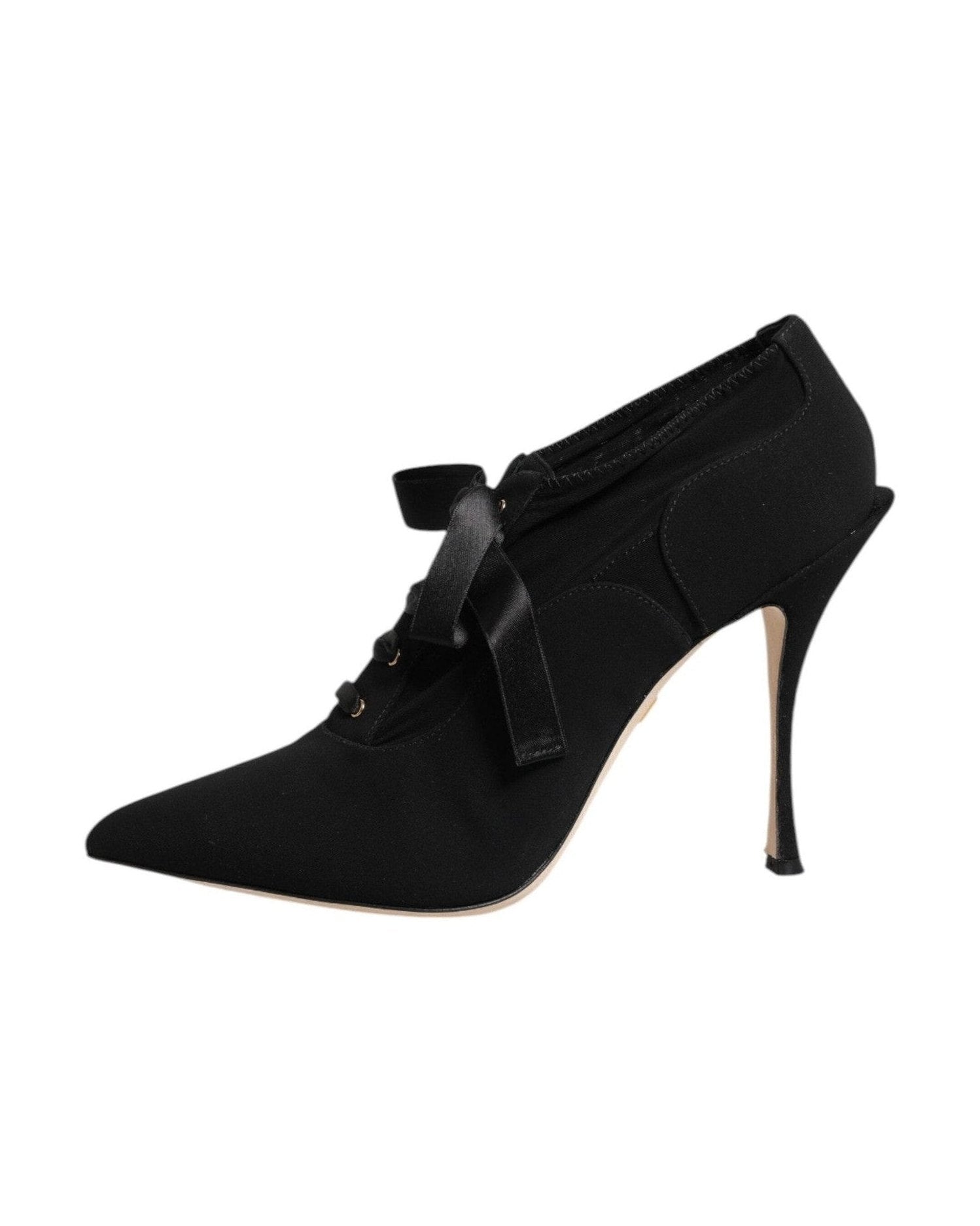 Dolce & Gabbana Black Lace Up Stiletto Heels Pumps Shoes Glam Steals