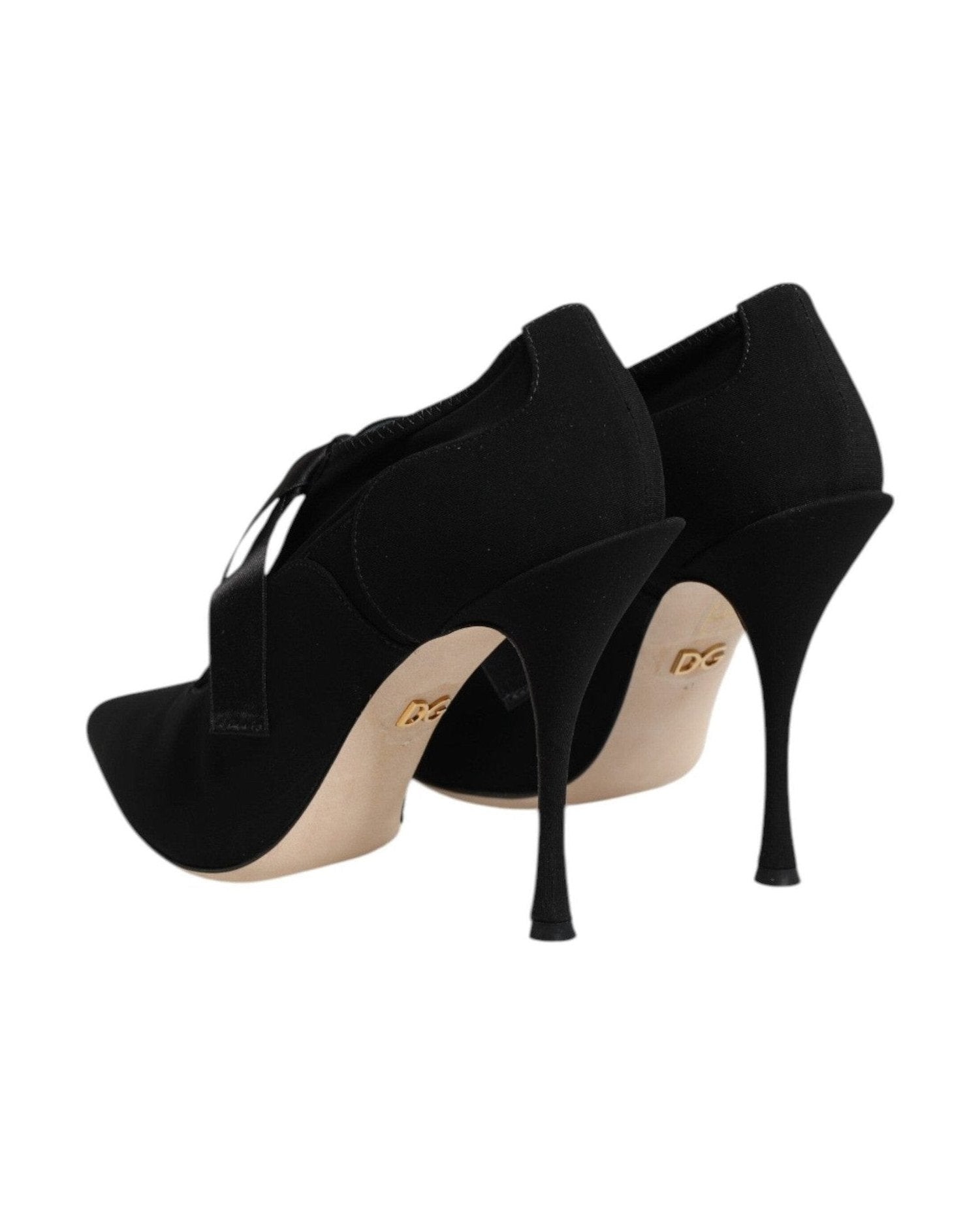 Dolce & Gabbana Black Lace Up Stiletto Heels Pumps Shoes Glam Steals