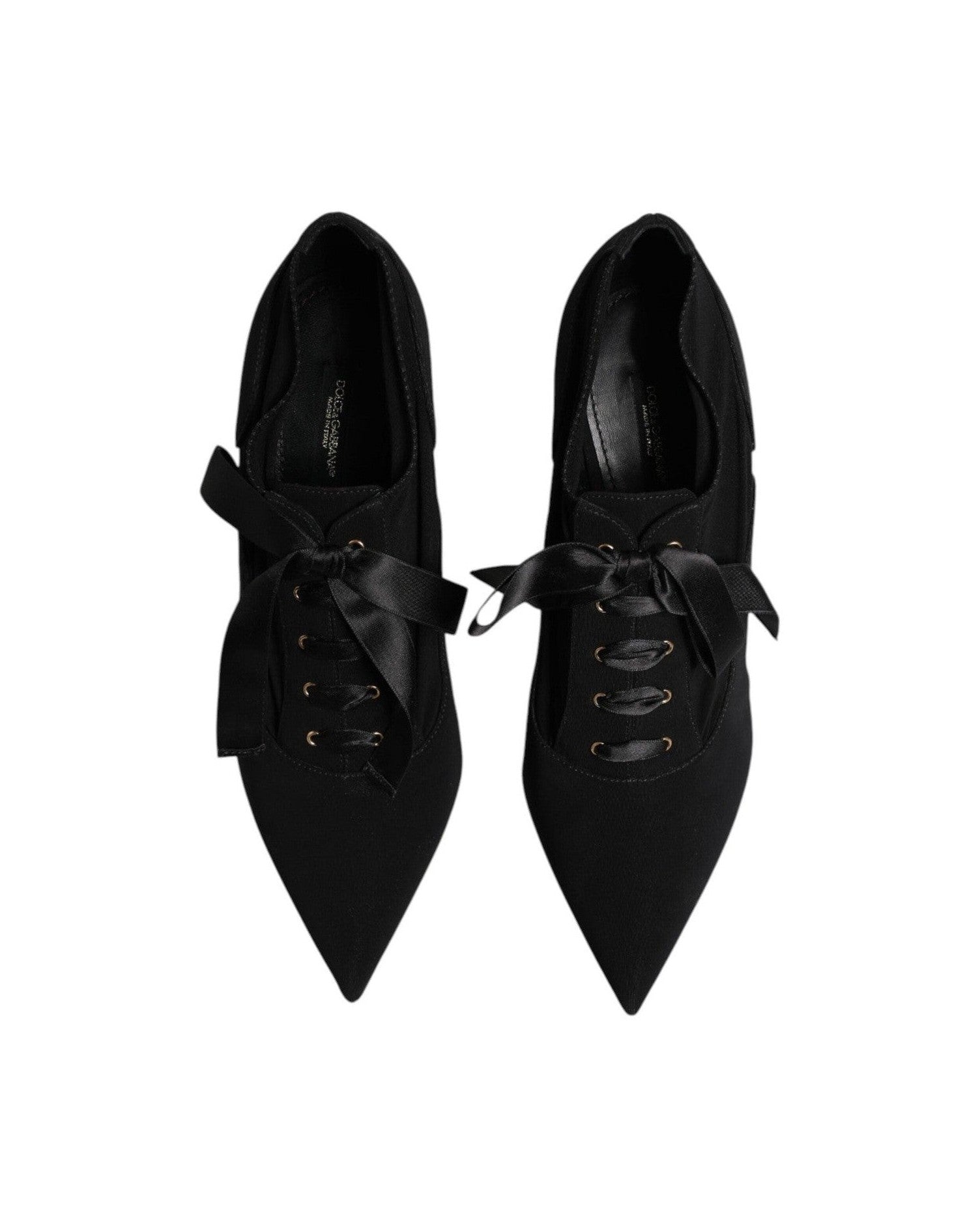 Dolce & Gabbana Black Lace Up Stiletto Heels Pumps Shoes Glam Steals