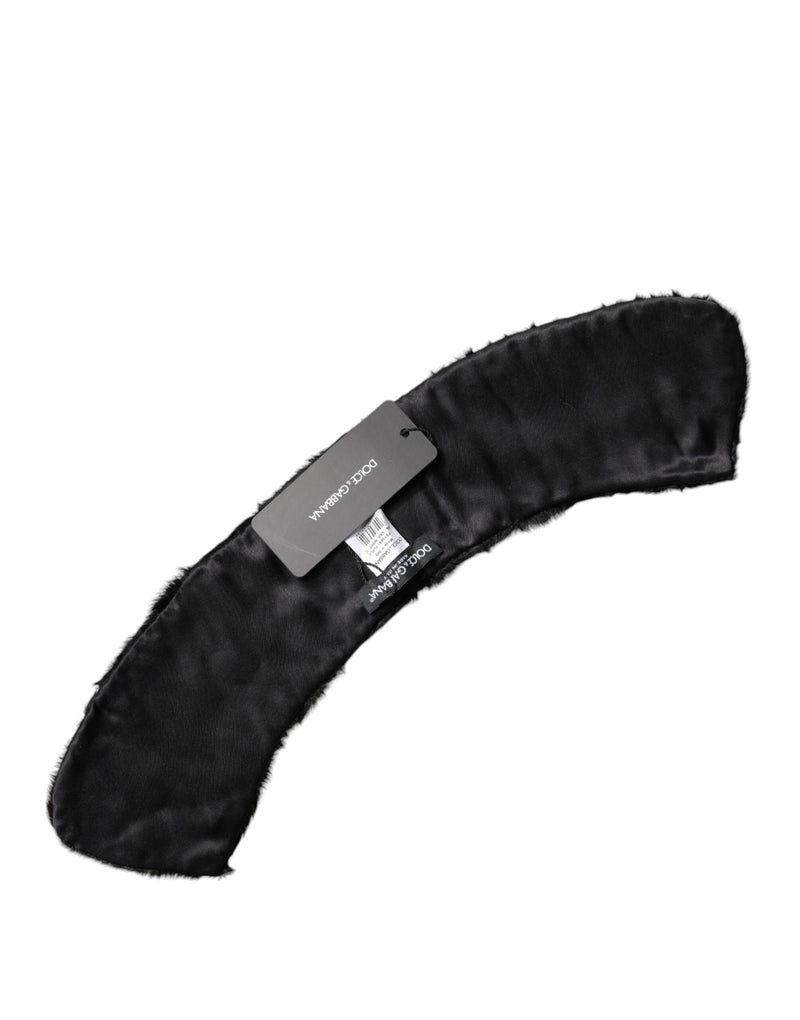 Dolce & Gabbana Black Lamb Fur Collar Neck Wrap Scarf Glam Steals