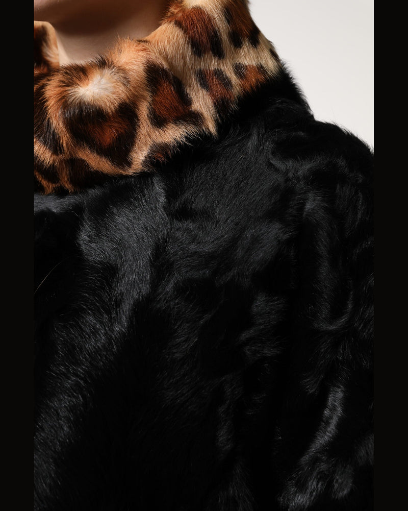 Dolce & Gabbana Black Lamb Fur Short Coat Jacket Glam Steals