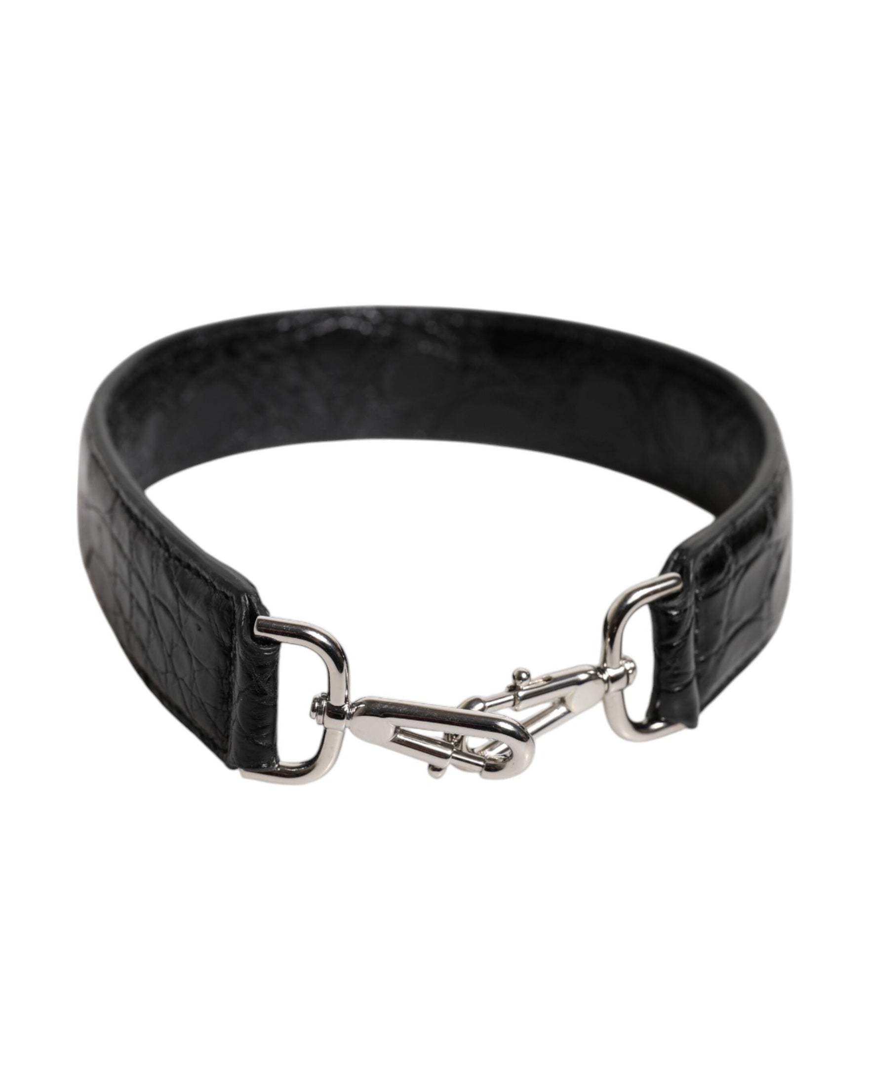 Dolce & Gabbana Black Leather Alligator Bag Shoulder Strap Glam Steals