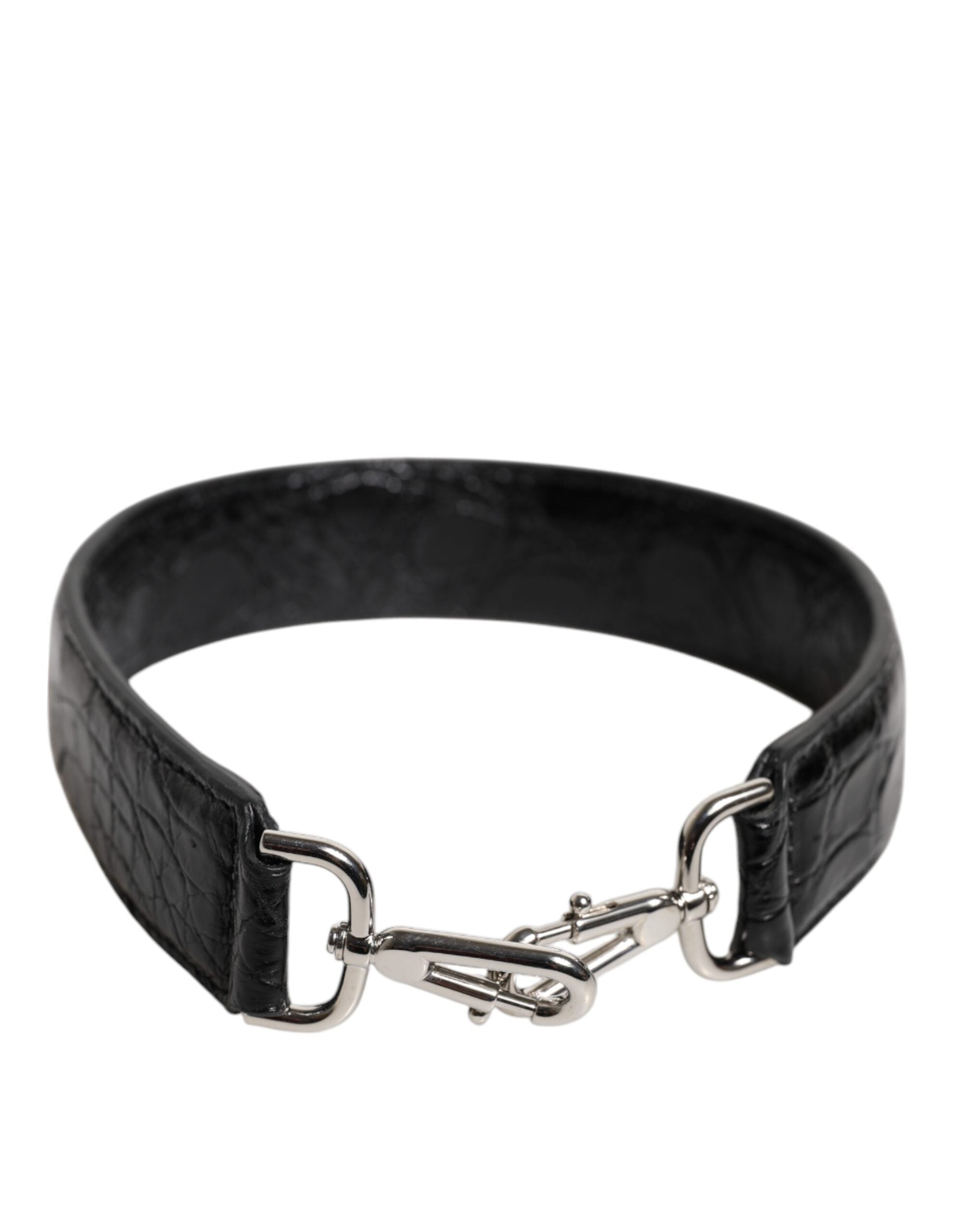 Dolce & Gabbana Black Leather Alligator Bag Shoulder Strap Glam Steals