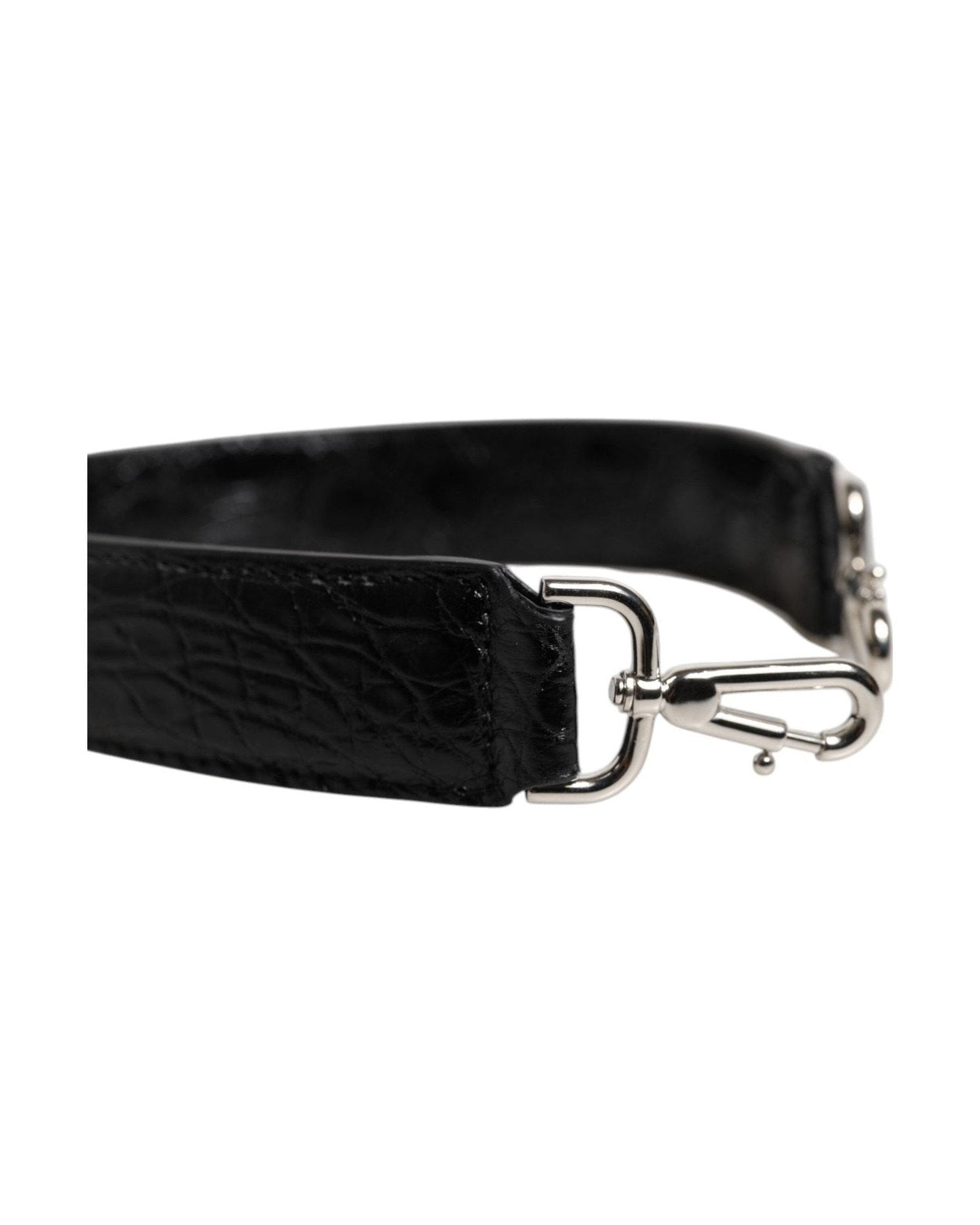 Dolce & Gabbana Black Leather Alligator Bag Shoulder Strap Glam Steals