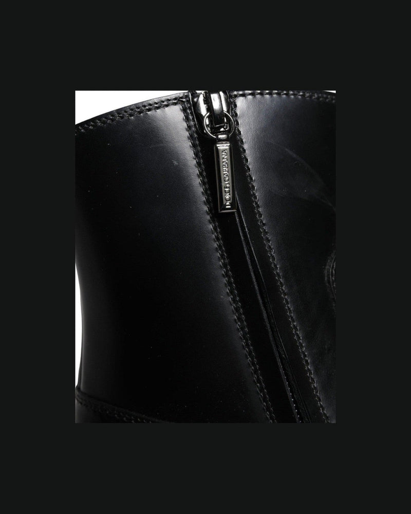 Dolce & Gabbana Black Leather Ankle Boots Booties Shoes Boots