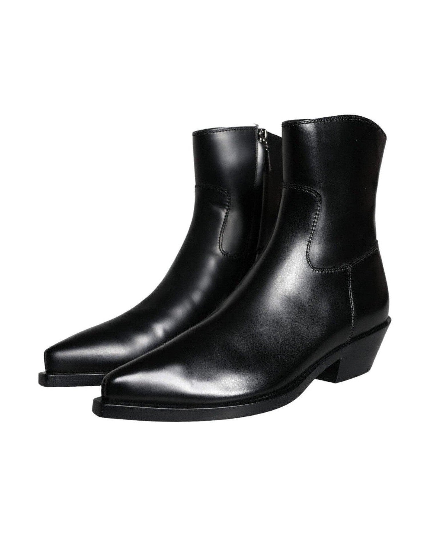 Dolce & Gabbana Black Leather Ankle Boots Booties Shoes Boots