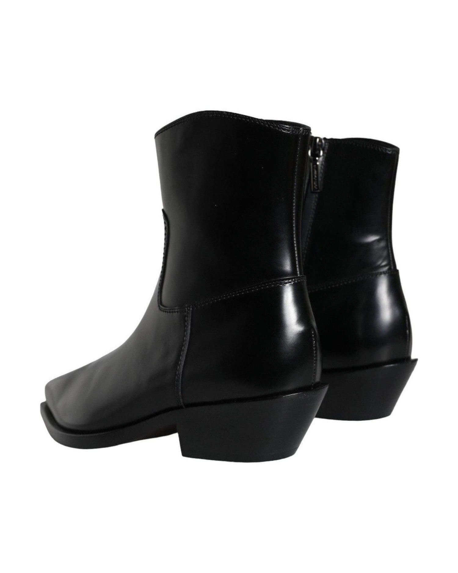 Dolce & Gabbana Black Leather Ankle Boots Booties Shoes Boots